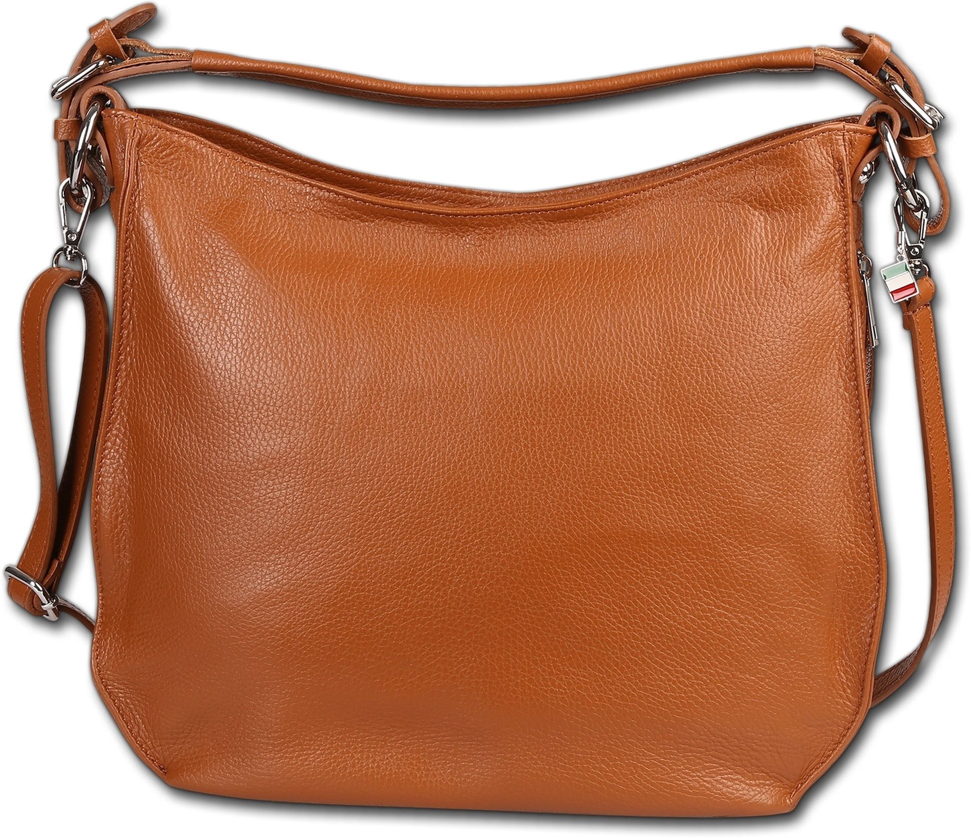 FLORENCE Schultertasche Florence Damen Schultertasche Leder (Schultertasche, Schultertasche), Damen Tasche Echtes Leder tan, mittelbraun
