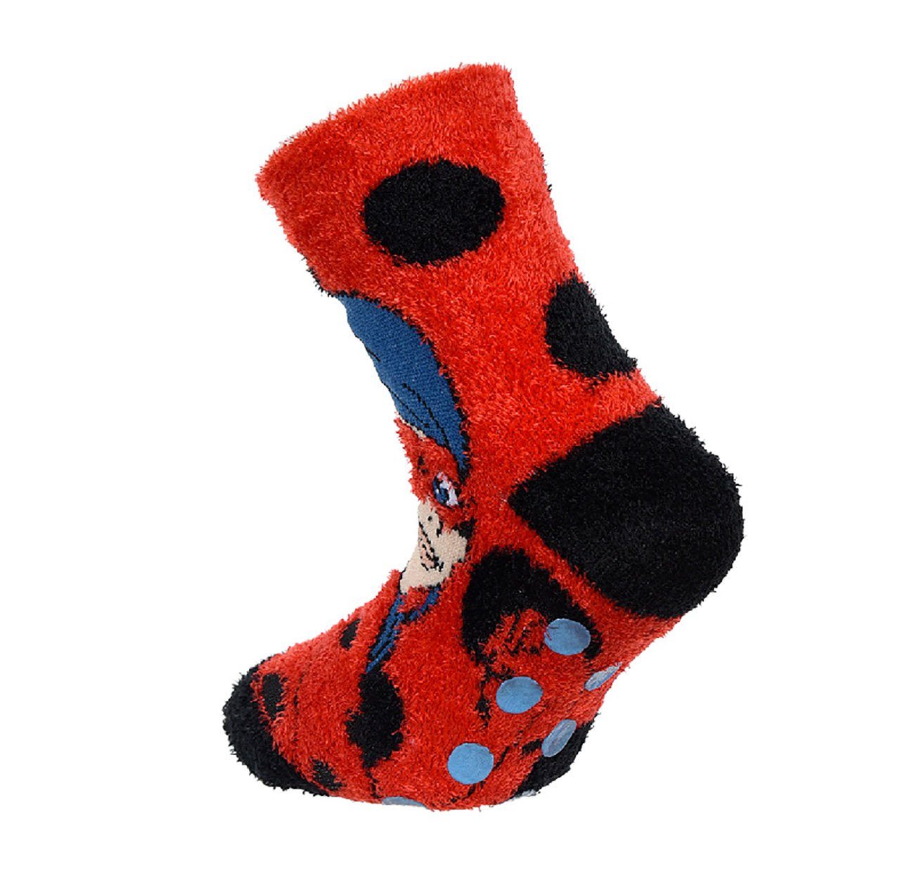Kinder Socken Ladybug 2er-Pack, Sun City Antirutsch-Socken, Miraculous rot-blau