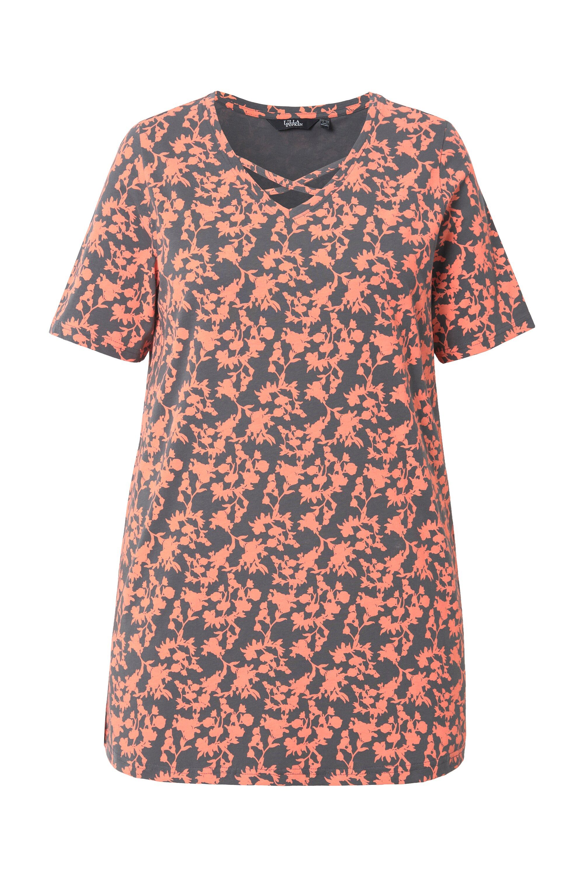 Ulla Popken T-Shirt T-Shirt Zierbänder V-Ausschnitt günstig online kaufen