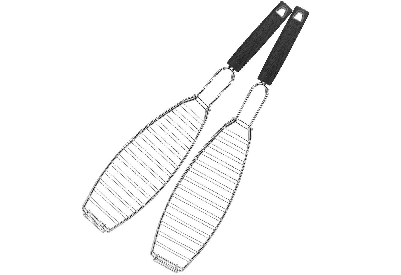 bremermann Grillguthalter Fisch-Grillhalter 2er Set Fischhalter, Fischgriller, Fischbräter, Edelstahl, Kunststoff, (2-St), für Fische bis ca. 30 cm Länge