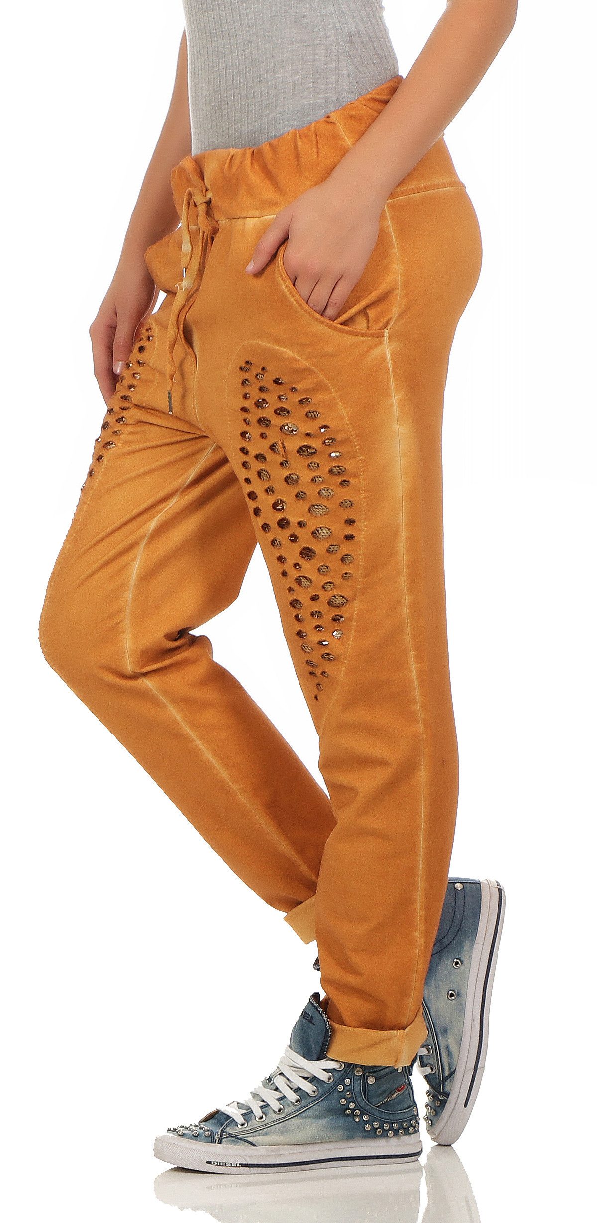 Mississhop Chinohose Trendige Jogger-Hose mit Print günstig online kaufen