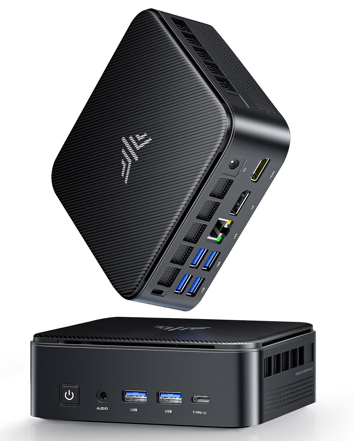 NiPoGi 4K Mini PC Windows 11 Pro, AMD Ryzen 5 7530U, 16GB LPDDR4X 512GB SSD Mini-PC (AMD Ryzen 5 7530U 7530U, AMD Radeon™ Graphics, 16 GB RAM, 512 GB SSD, Lüfter, 6C/12T, WiFi 6, HDMI+DP+USB-C Micro Desktop PC Für Büro, Homeoffice)