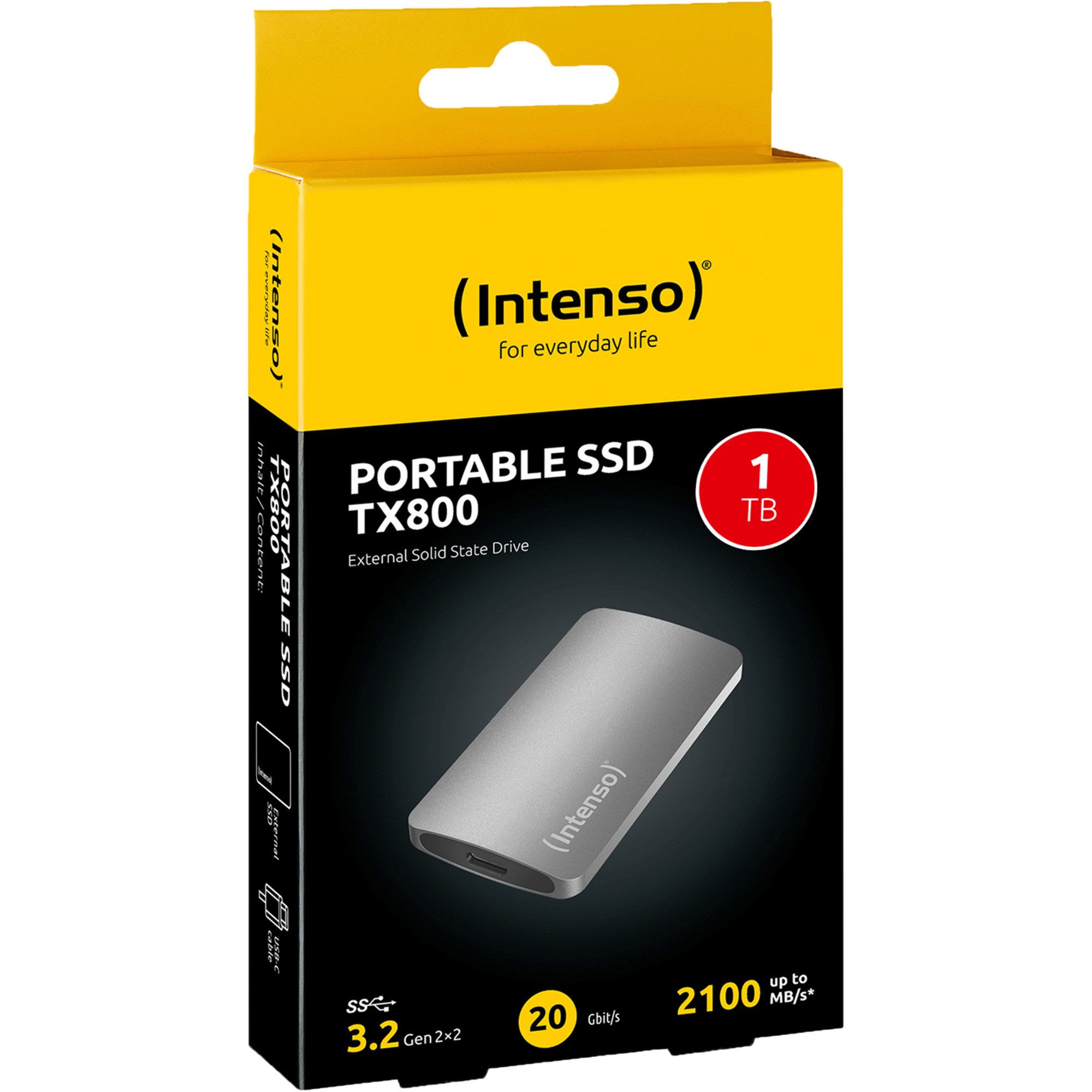 Intenso Intenso Externe SSD TX800 1 TB, (USB-A 3.2 Gen 2x2 externe HDD-Festplatte (2 TB) 1,8", extern"