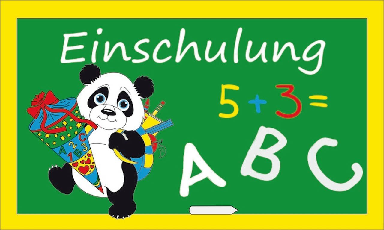 flaggenmeer Flagge Einschulung mit Panda g/m² 80