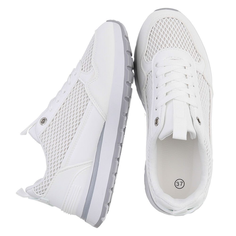 Ital-Design Vielseitige Sneakers für Damen mit atmungsaktivem Mesh-Design Sneaker (91116882) Flach Sneakers Low in Weiß