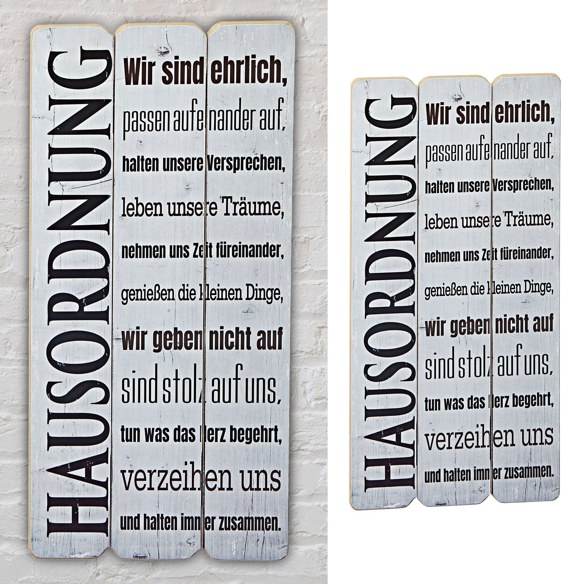 CEPEWA Kunstdruck Plankenschild Wandtafel Hausordnung 20x40cm, günstig online kaufen