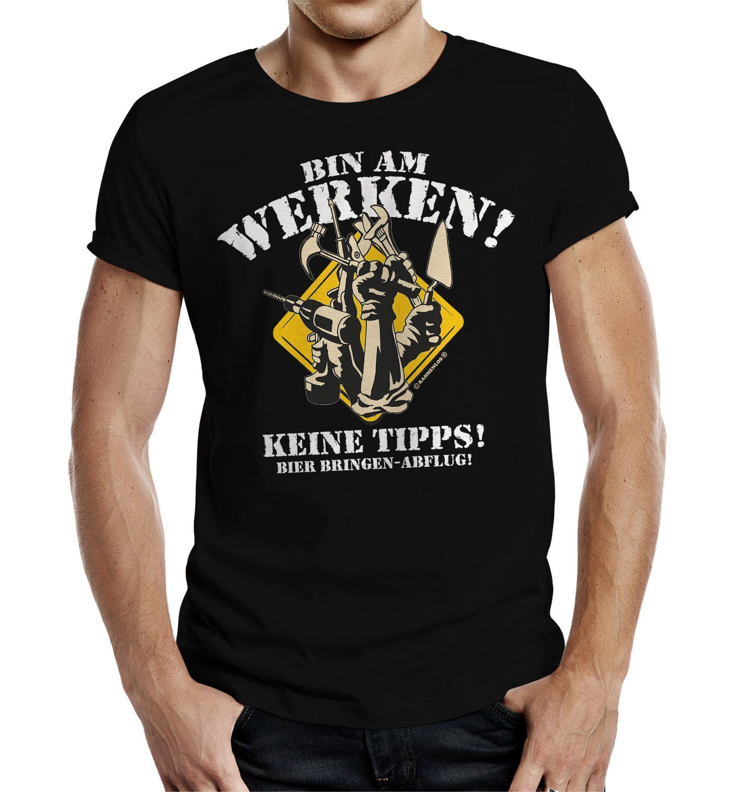 T-Shirt Das Geschenk für Handwerker: Bin am Werken, keine Tipps