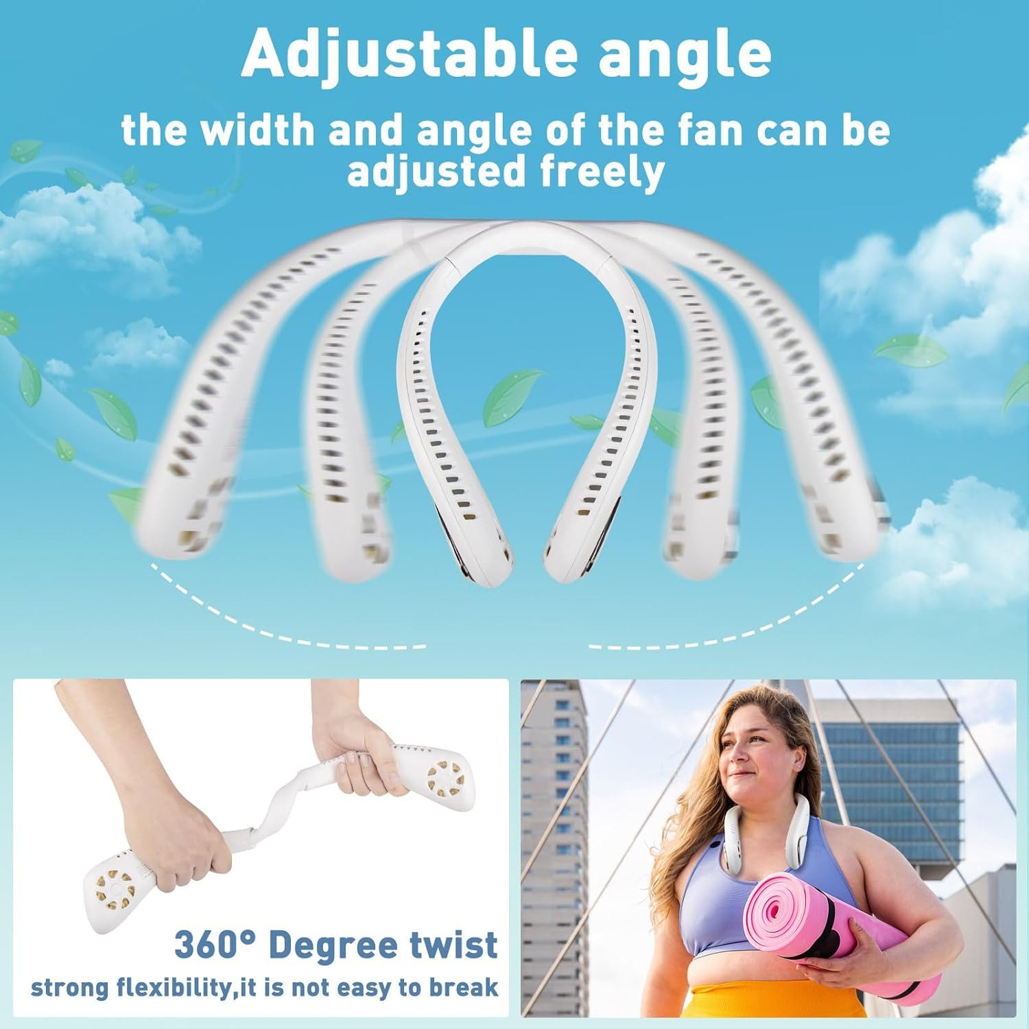 MOPUEA Umhängeventilator Halslüfter extrem lange Lebensdauer, große Kapazität, Silikon