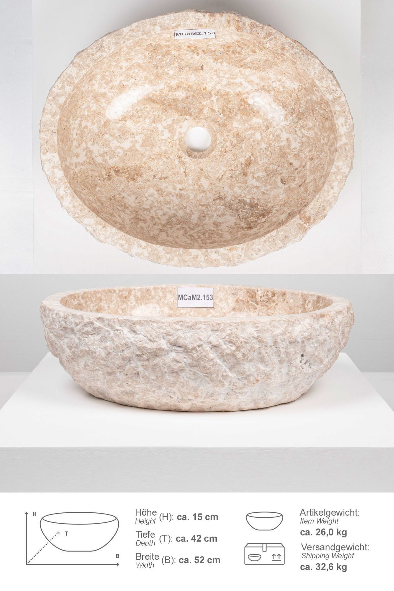 wohnfreuden Aufsatzwaschbecken Erosi Marmor Waschbecken 50 günstig online kaufen