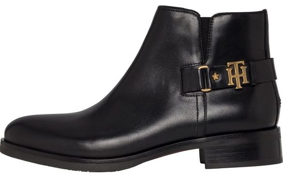 tommy hilfiger logo buckle ankle boot