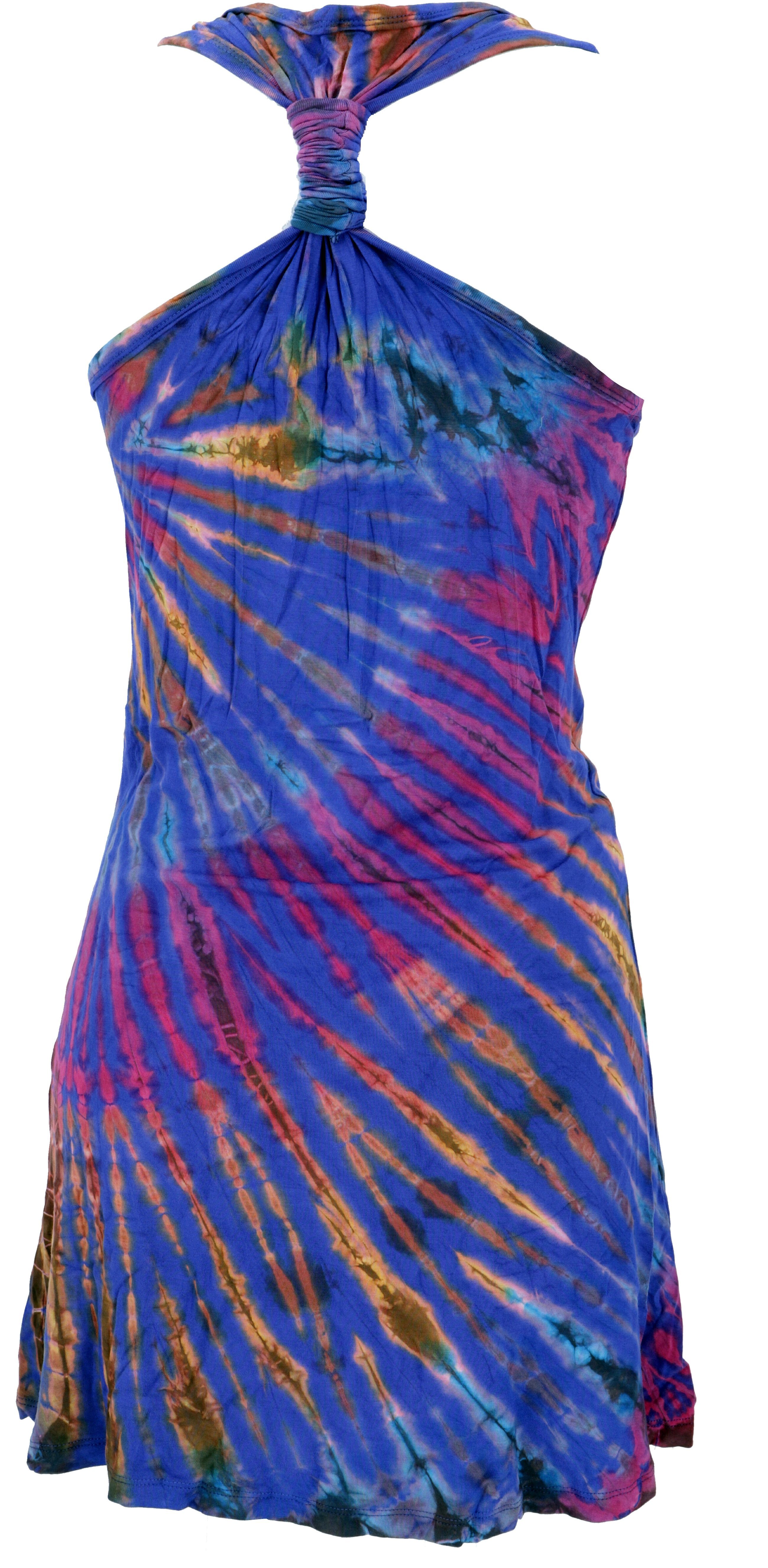 Guru-Shop Midikleid Batik Minikleid, Boho Tank-Kleid - blau alternative Bekleidung