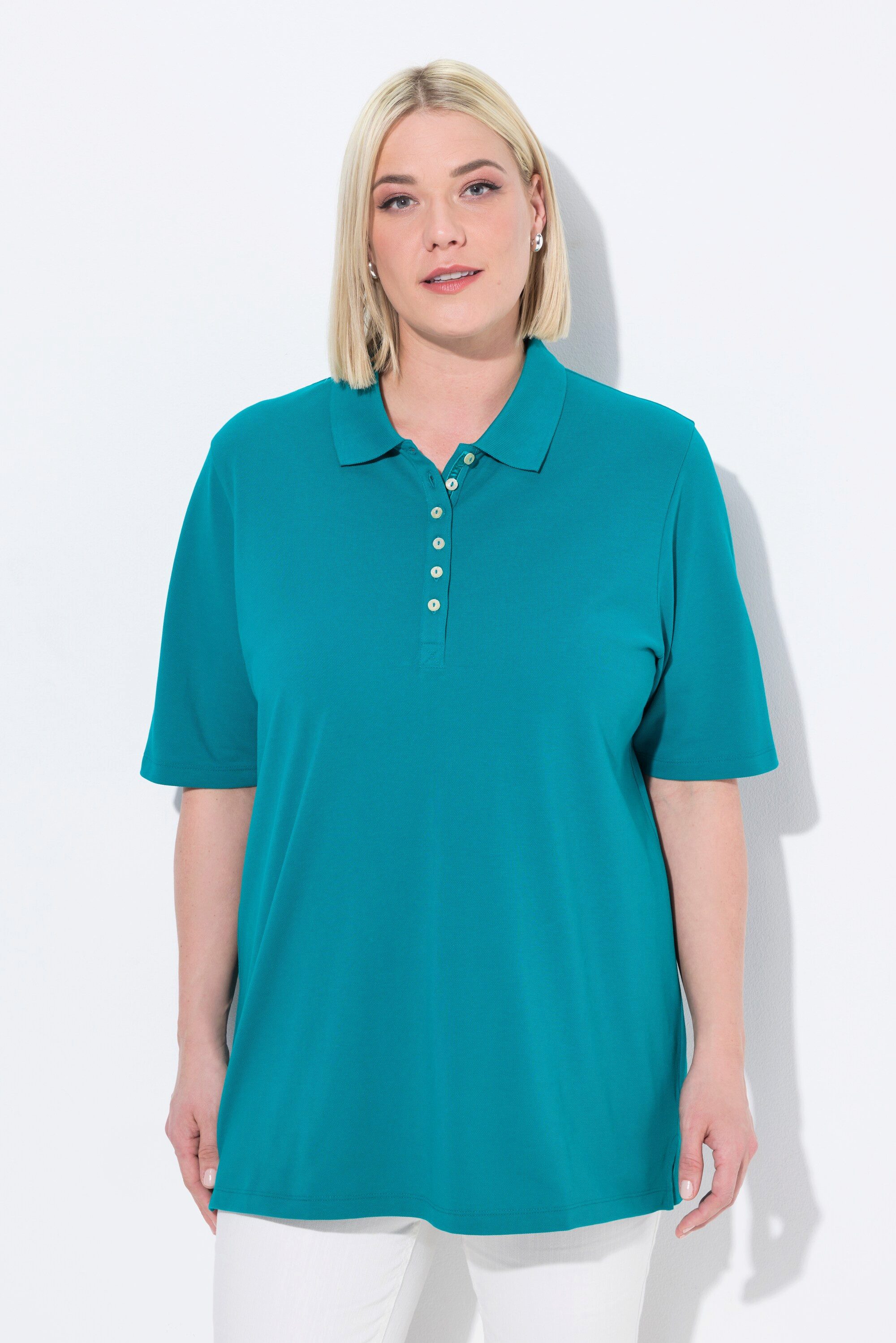 Ulla Popken T-Shirt Poloshirt Piqué Polokragen günstig online kaufen