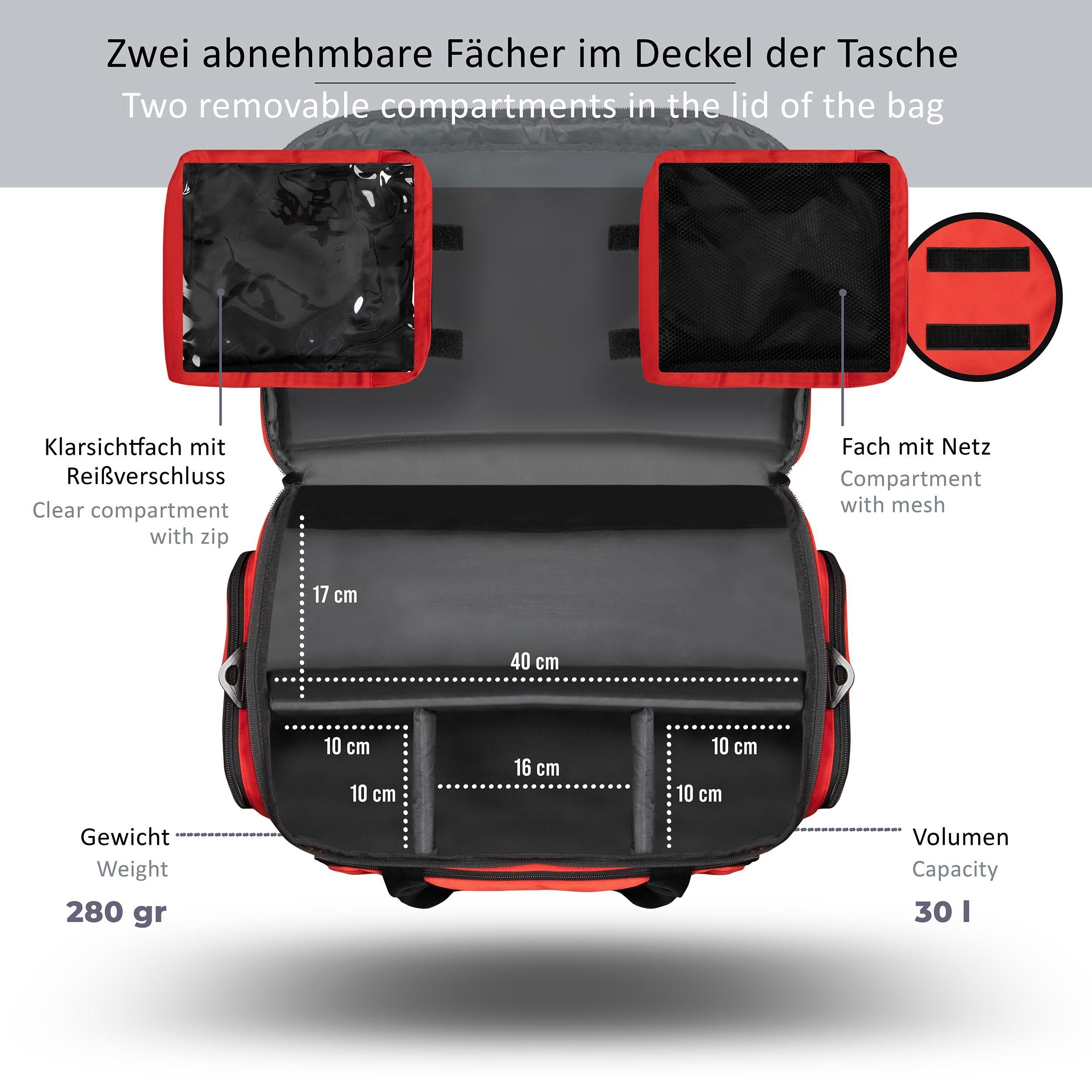 pulox Erste-Hilfe-Set Erste Hilfe Tasche - Notfalltasche Einzeln in Rot - 44 x 27 x 25 cm