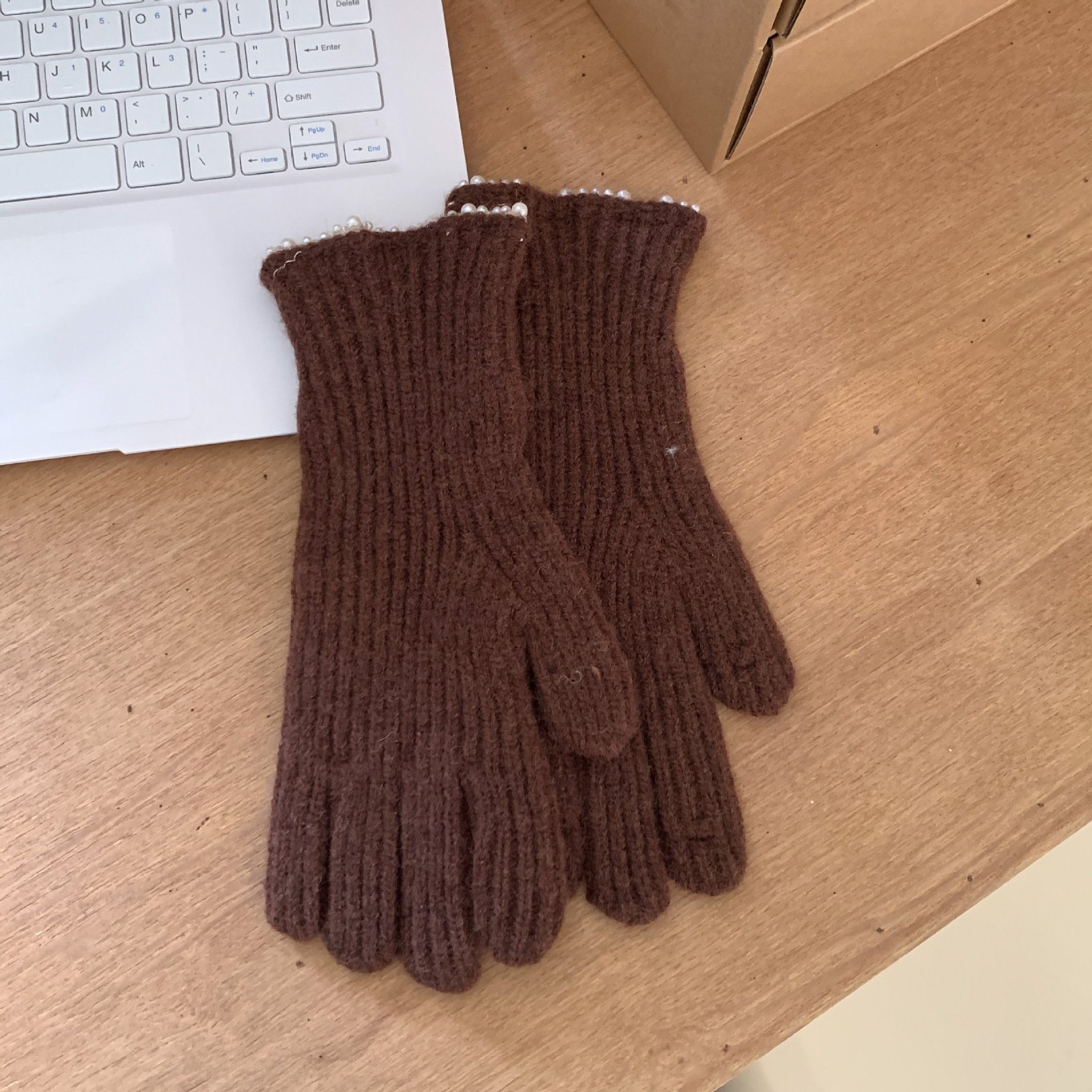 ZanMax Strickhandschuhe 1 Paar gestrickte Handschuhe Winter warme Handschuhe Dunkelbraun