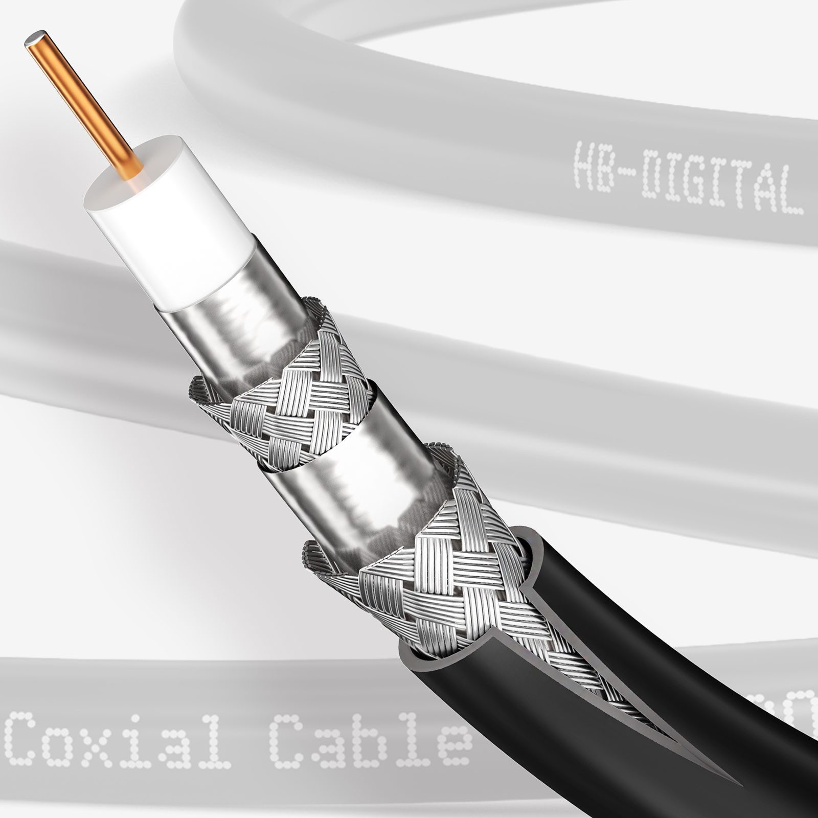HB-DIGITAL 1,5m SAT Kabel 110dB F-Stecker Ferritkern 4-fach schwarz SAT-Kabel, (150 cm), Geeignet fuer SAT Anwendungen mit F-Anschluss