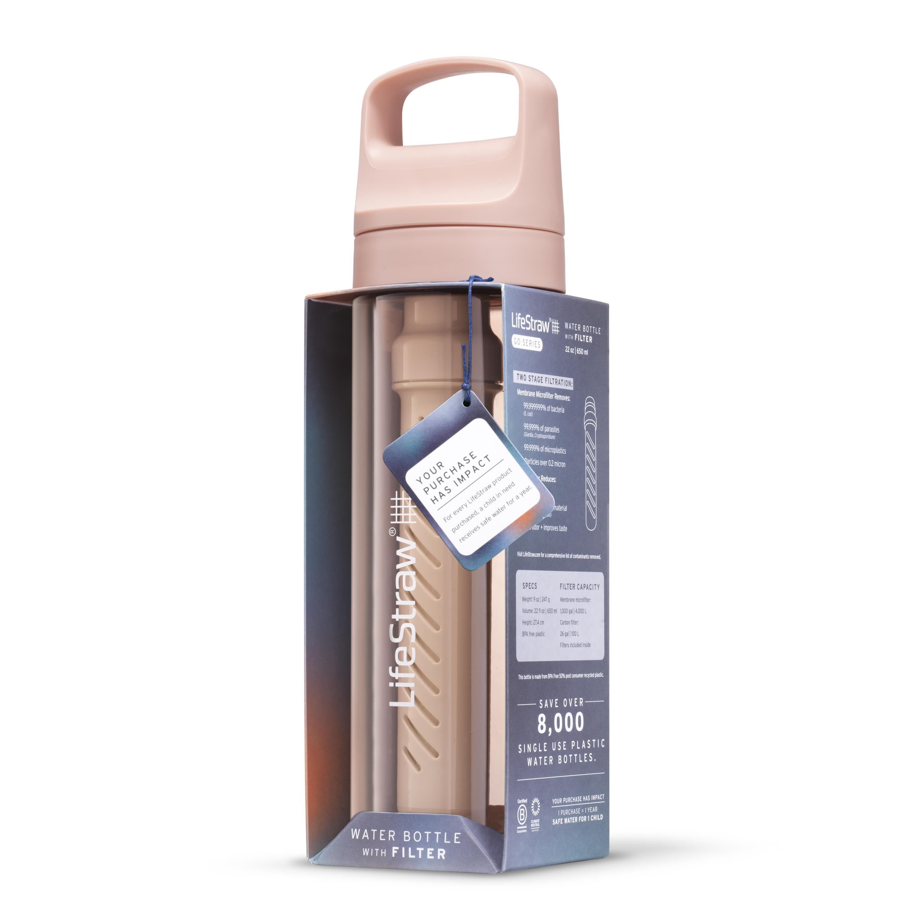 LifeStraw Trinkflasche Go Series mit Wasserfilter, Verschluss mit Silikonmundstück, BPA frei