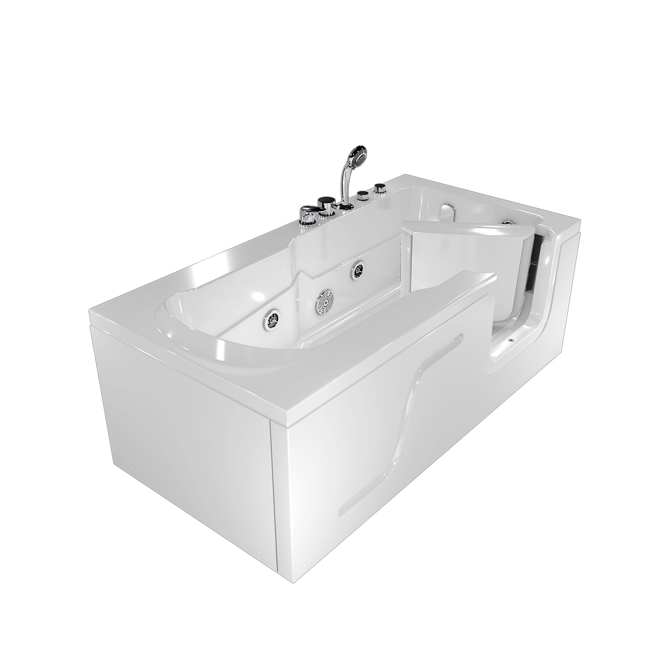 AcquaVapore Whirlpool-Badewanne Seniorenwanne mit Tür S17-WP-L-ALL 150x75cm, (1-tlg), mit Ablaufgarnitur
