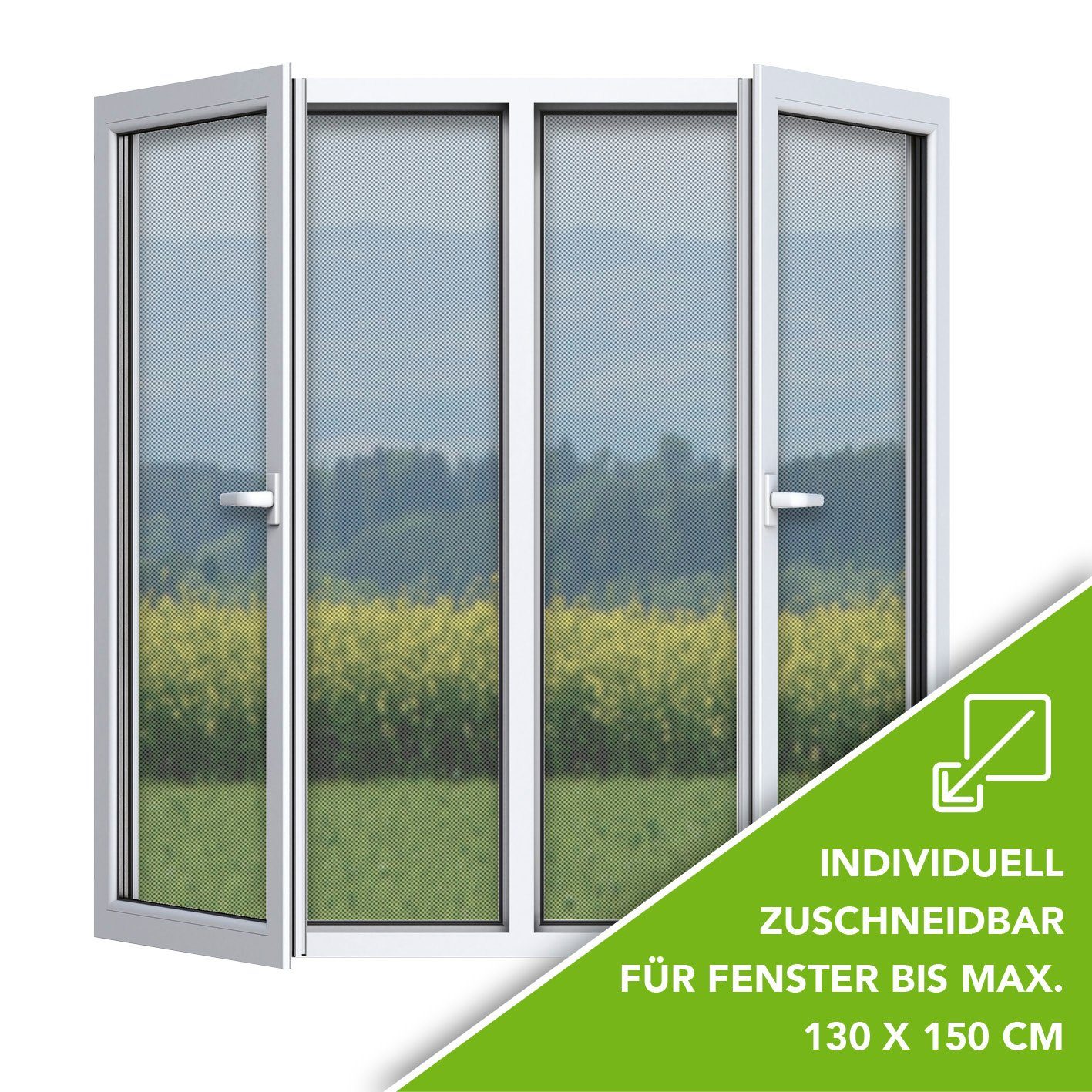 Klettverschluss, mit Insektenschutz-Fensterrahmen EASYmaxx zuschneidbar 130x150cm Moskitonetz
