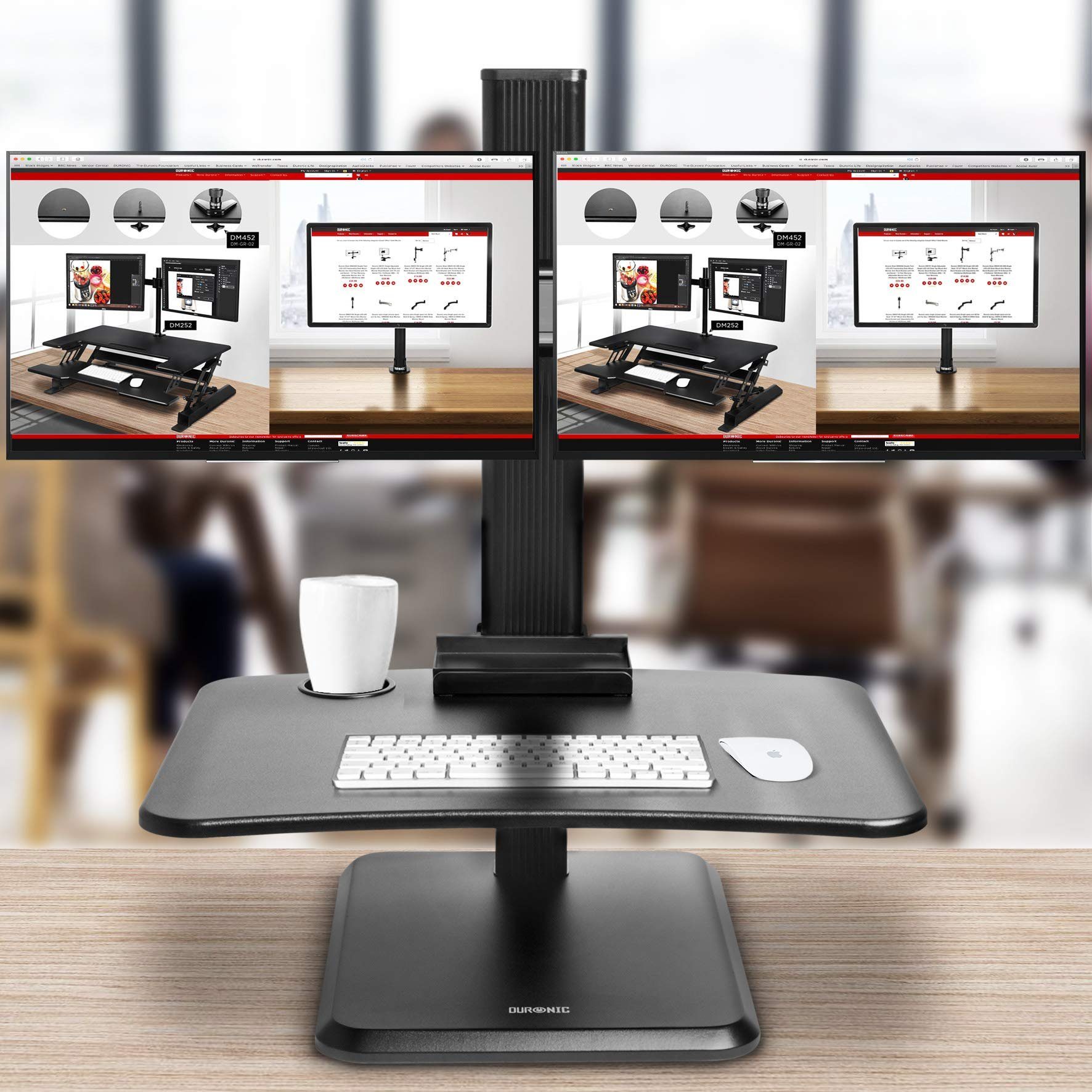 Computertisch Schreibtischaufsatz und DM05D15 für 2 7 65 Duronic kg Bildschirme, Displays Monitorhalterung, 8 cm, Tastaturablage, höhenverstellbar cm, 51 44 Smartphone x - mit Stehpult Schreibtischaufsatz, Workstation