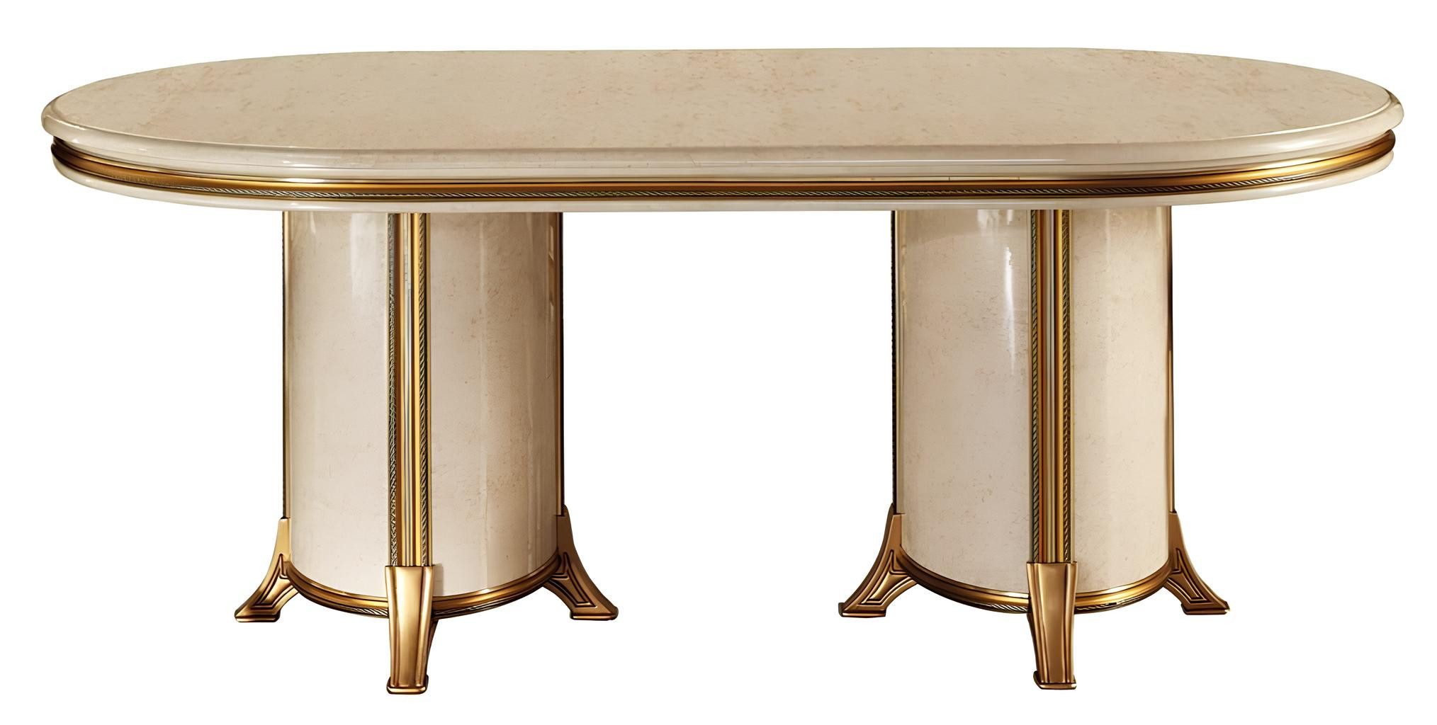 JVmoebel Esstisch Beige ovaler Esstisch aus Holz von ArredoClassic, ausziehbar (Packung, 1-St., Tisch), Made in Europa