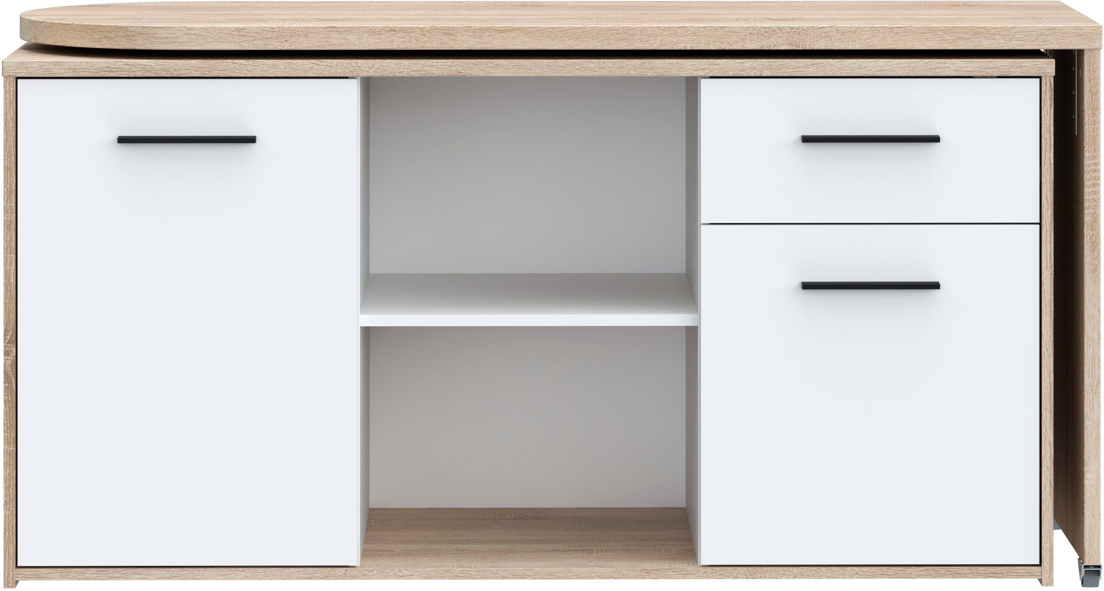 FORTE Schreibtisch Aliklia, multifunktional, Tischplatte ausschwenkbar, mit Rollen, Sideboard