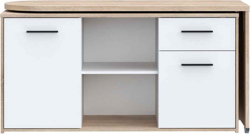 FORTE Schreibtisch Aliklia, multifunktional, Tischplatte ausschwenkbar, mit Rollen, Sideboard
