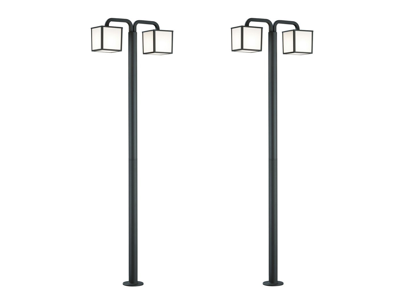 TRIO Leuchten LED Pollerleuchte, LED wechselbar, Warmweiß, 2er-Set Mastleuchte Anthrazit, 200cm, IP54 Garten-wegbeleuchtung