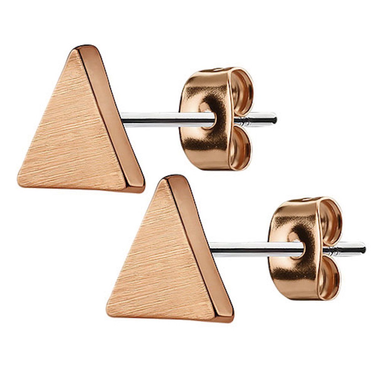 Paar Ohrstecker Damen Ohrstecker Edelstahl Ohrringe Dreieck Matt Geburstet Roségold