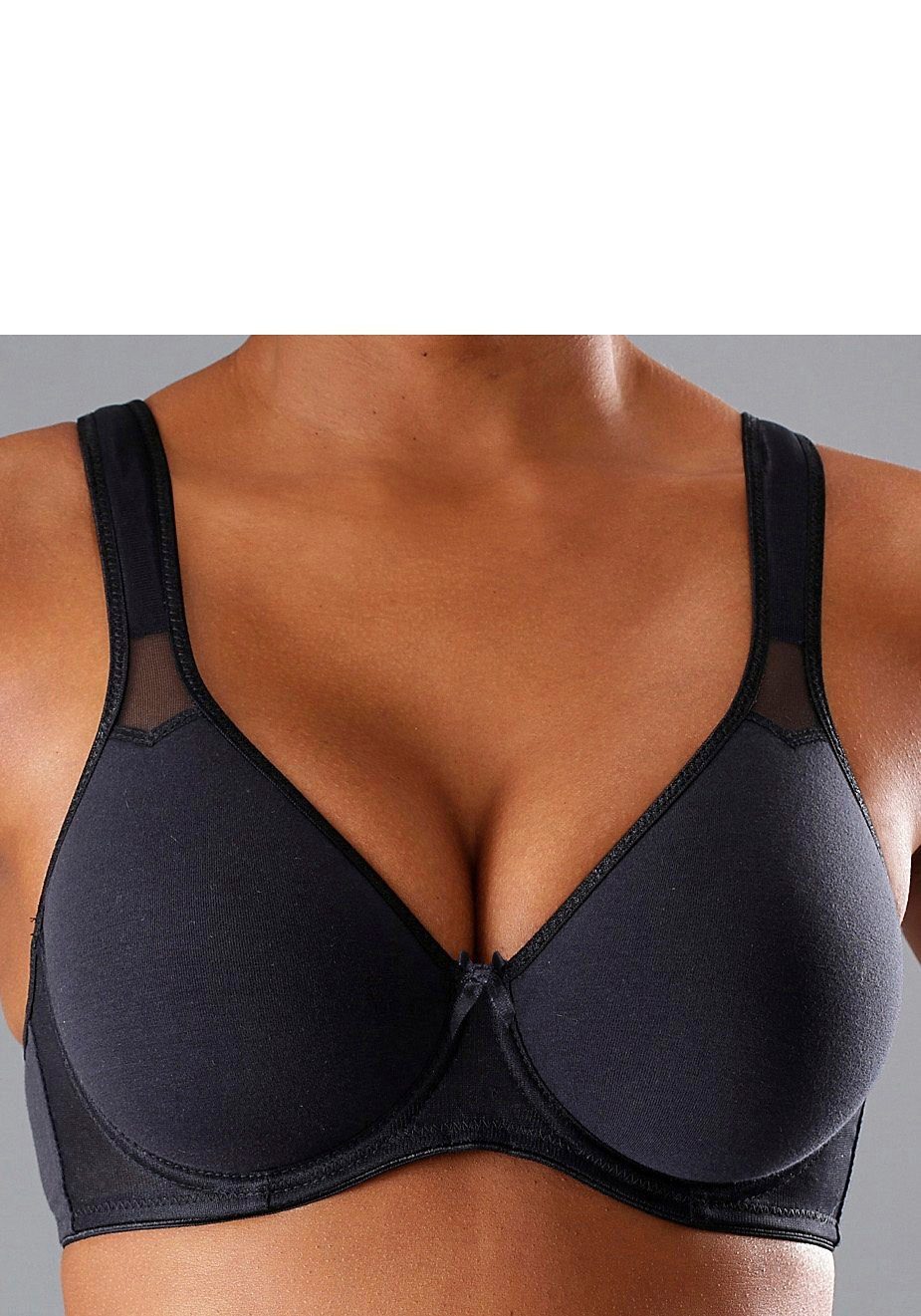 petite fleur by Lascana T-Shirt-BH, BH mit Bügel, Baumwoll-BH (Packung, 2 Stück) mit Netzeinsätzen, aus Baumwolle, große Größen, bequemer BH – Bild 3 von 5