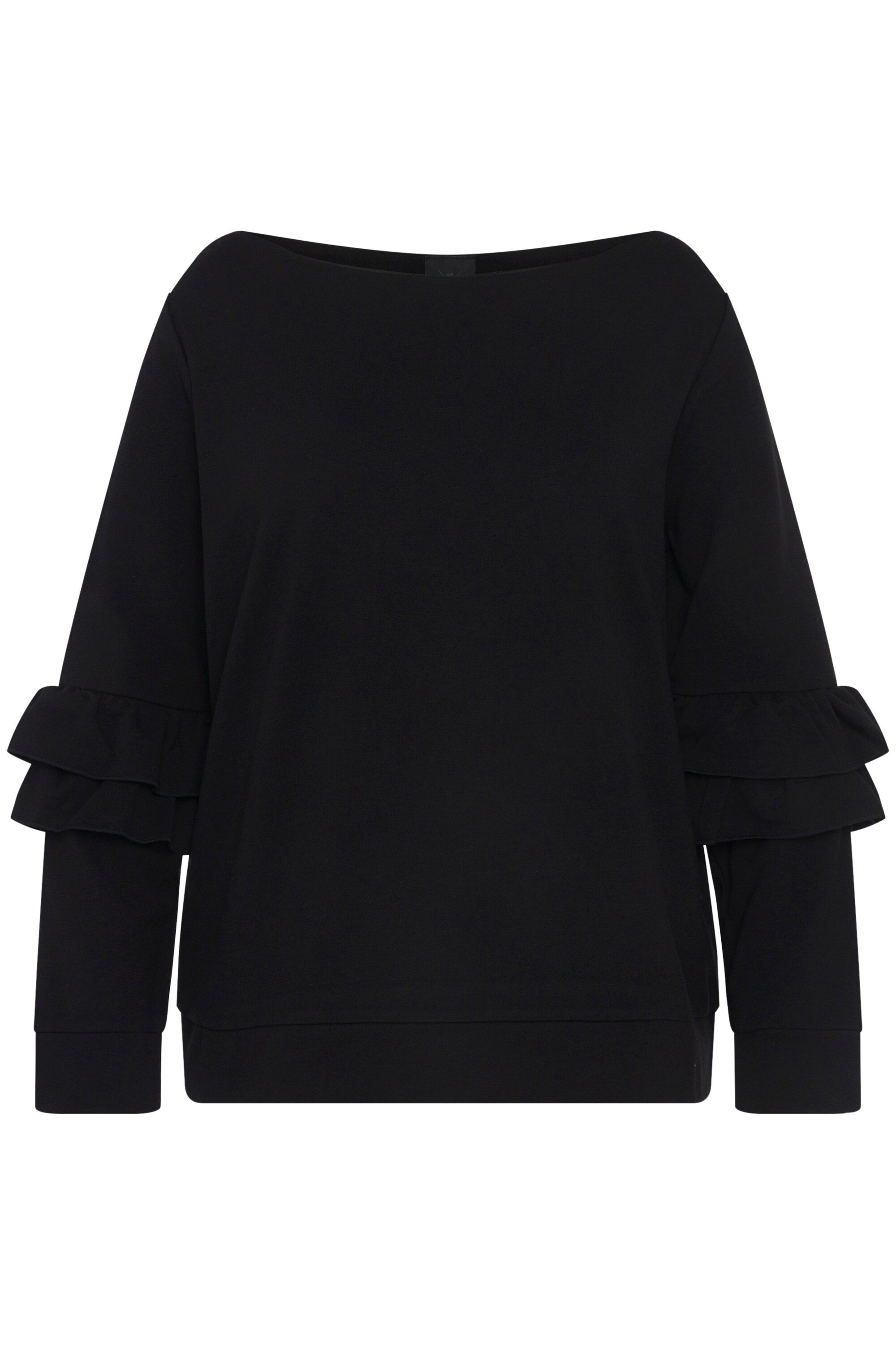 Ulla Popken Sweatshirt Sweatshirt Rüschen V-Ausschnitt günstig online kaufen