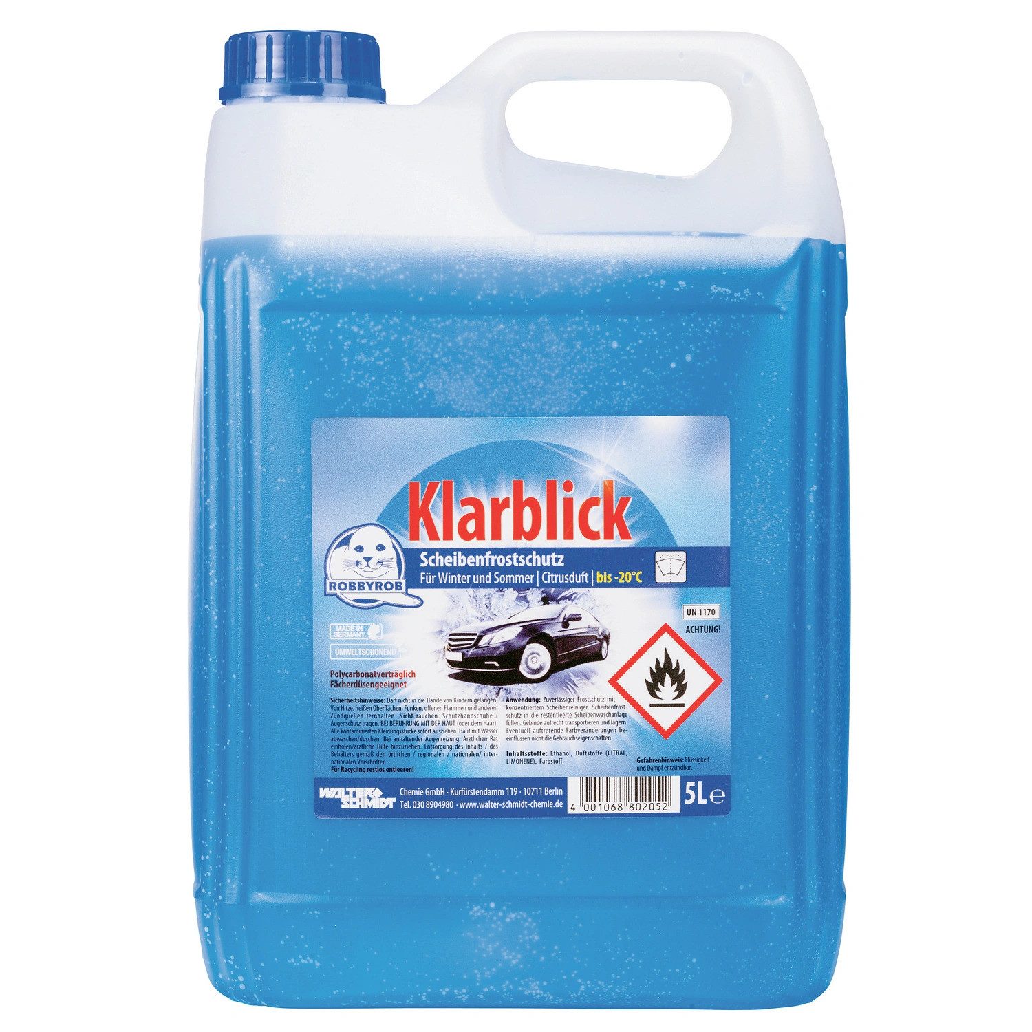 Robbyrob Scheibenfrostschutz 802052 / Klarblick, Einzeln, für Sommer & Winter, Gebrauchsfertig, Fächerdüsen geeignet