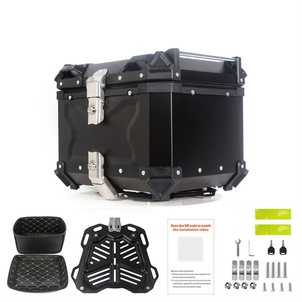 GarveeMore Topcase 55L Aluminiumlegierung Motorrad Top Box Case,Gepäckaufbewahrung Box