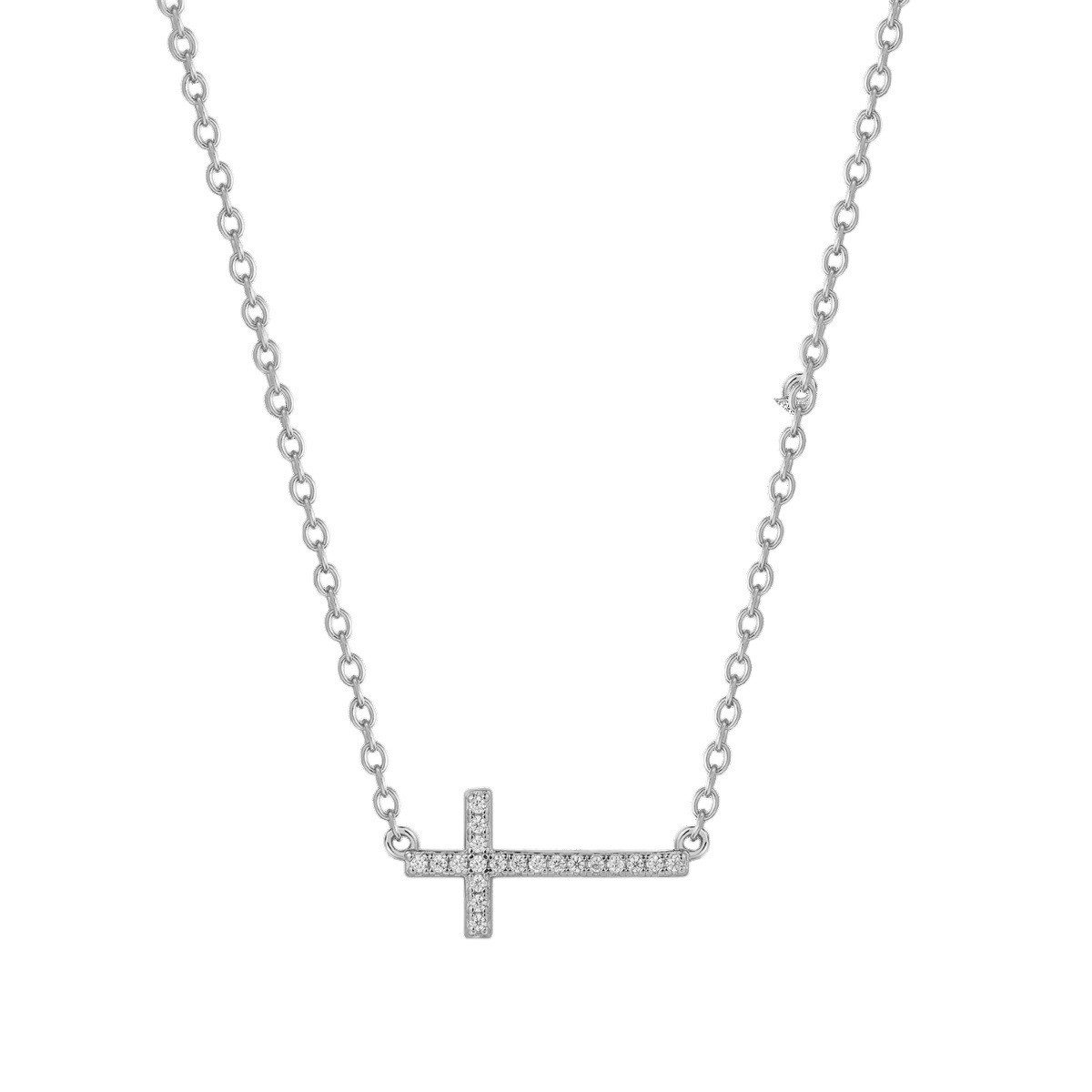 Kette mit Einhänger Kette mit Anhänger Damen Kreuz Zirkon 925 Sterlingsilber XS10035