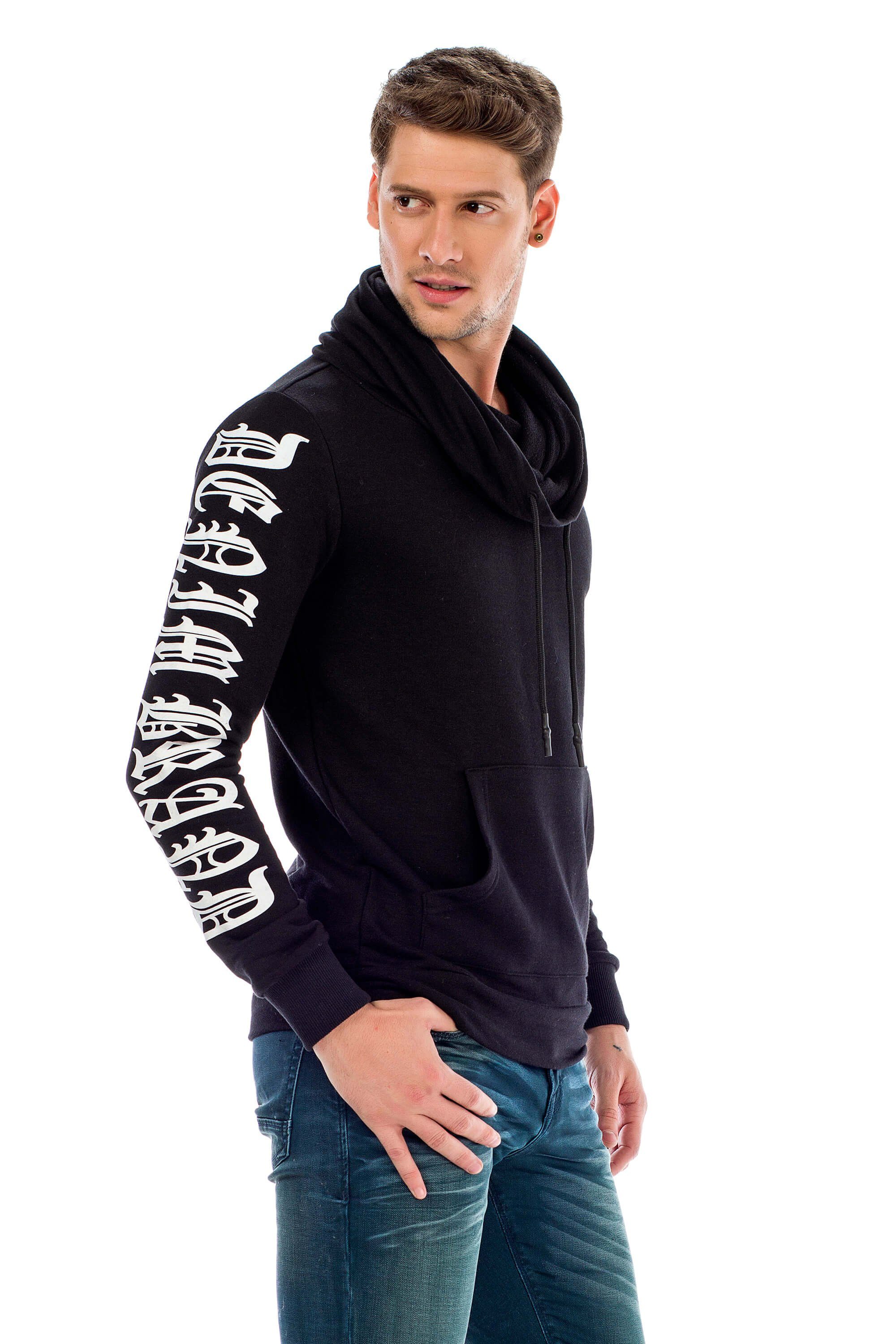 Cipo & Baxx Sweatshirt Schalkragen mit schwarz