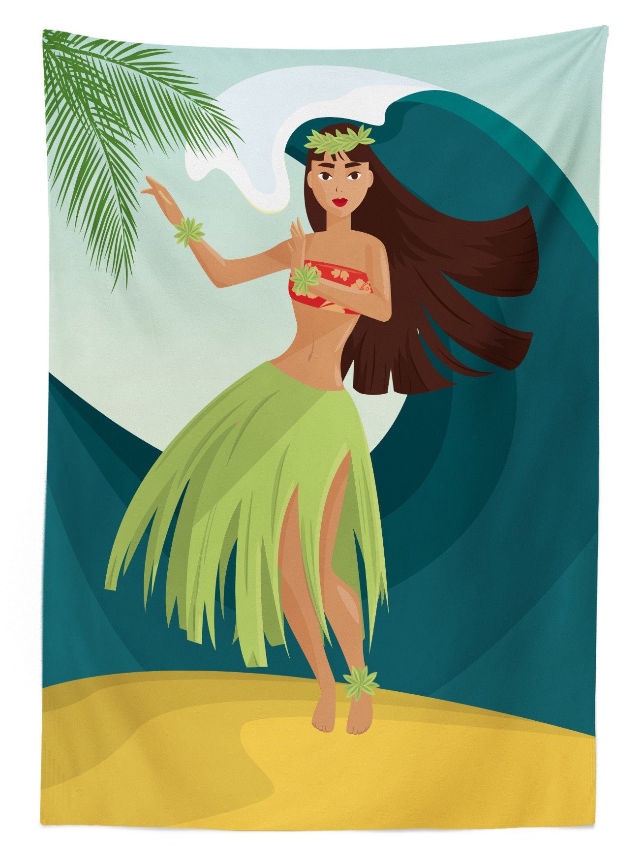 Farben, Farbfest Palmen Außen Abakuhaus Mädchen Hula Sommer Klare geeignet Bereich Aloha Tischdecke Waschbar den Für