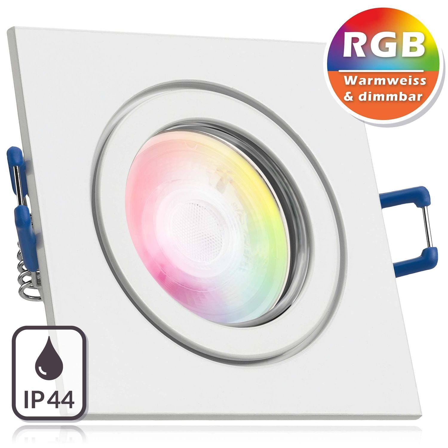 LEDANDO LED Einbaustrahler IP44 RGB LED Einbaustrahler Set extra flach in weiß mit 3W LED von LED