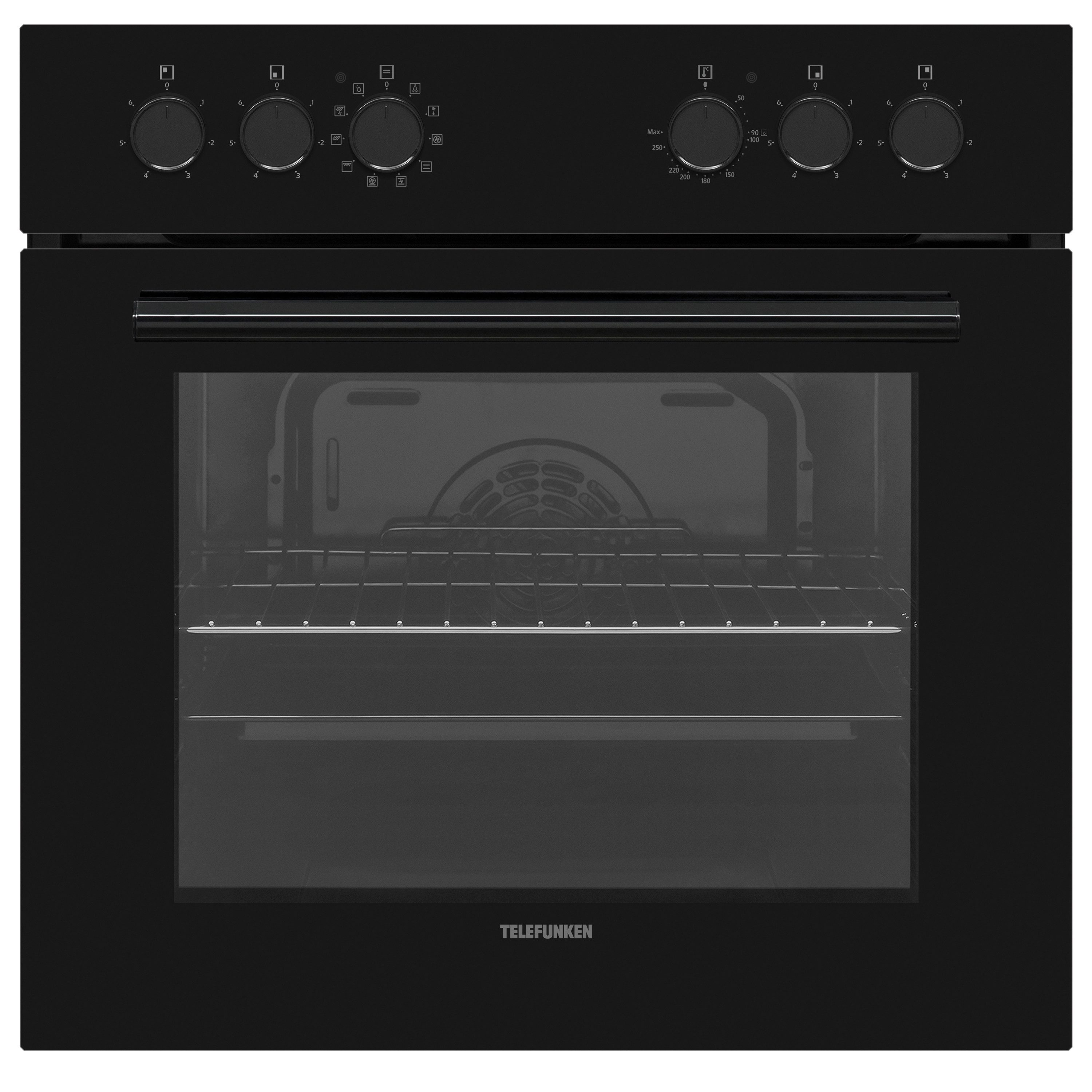 Telefunken Elektro-Herd-Set ECH65A-B2, VapClean, Einbauherdset, 65 L, Backofen mit Grill & Umluft, Glaskeramik-Kochfeld