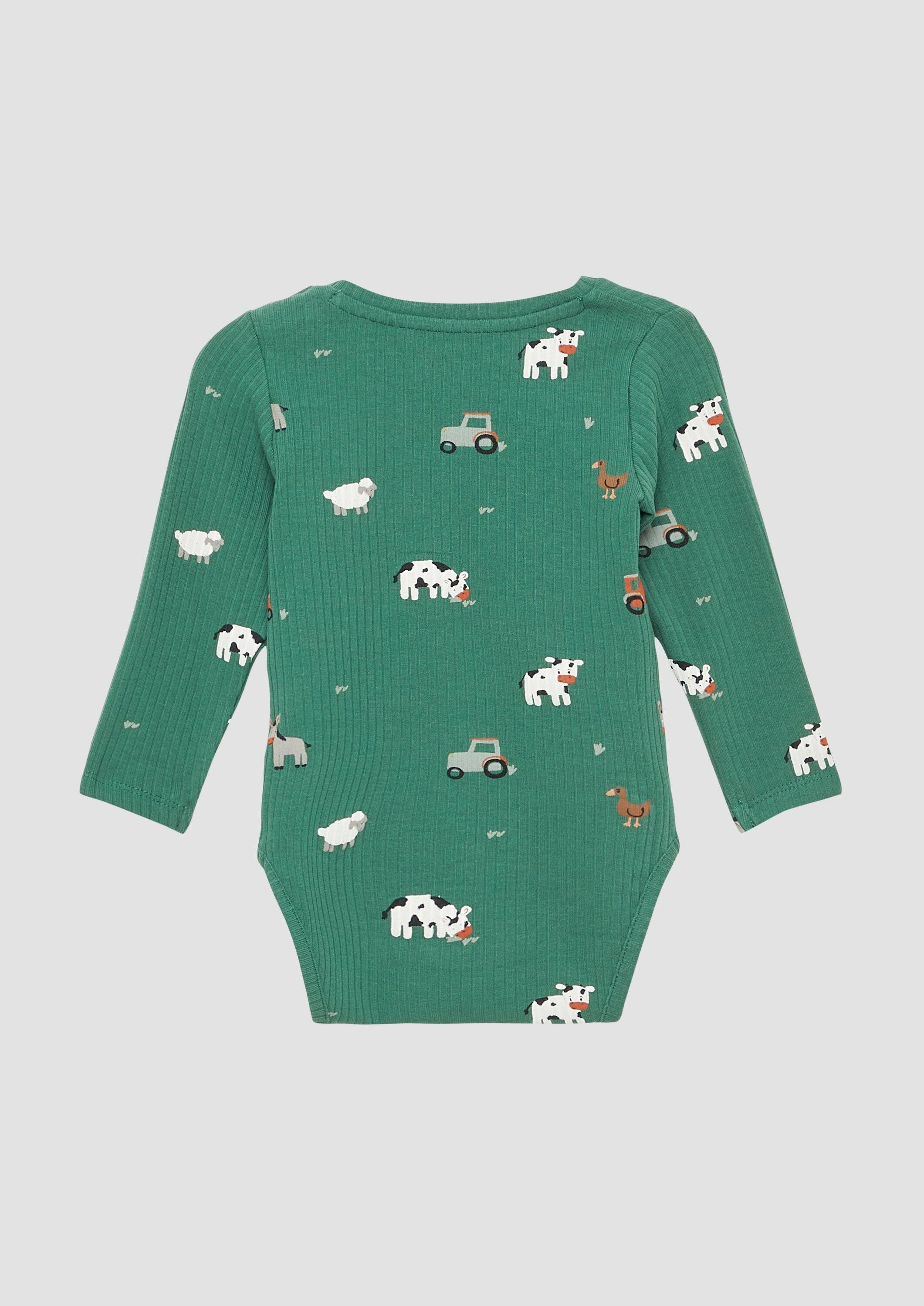 s.Oliver Shirtbody T-Shirt Body Gerippter Body mit Tier-Motiven