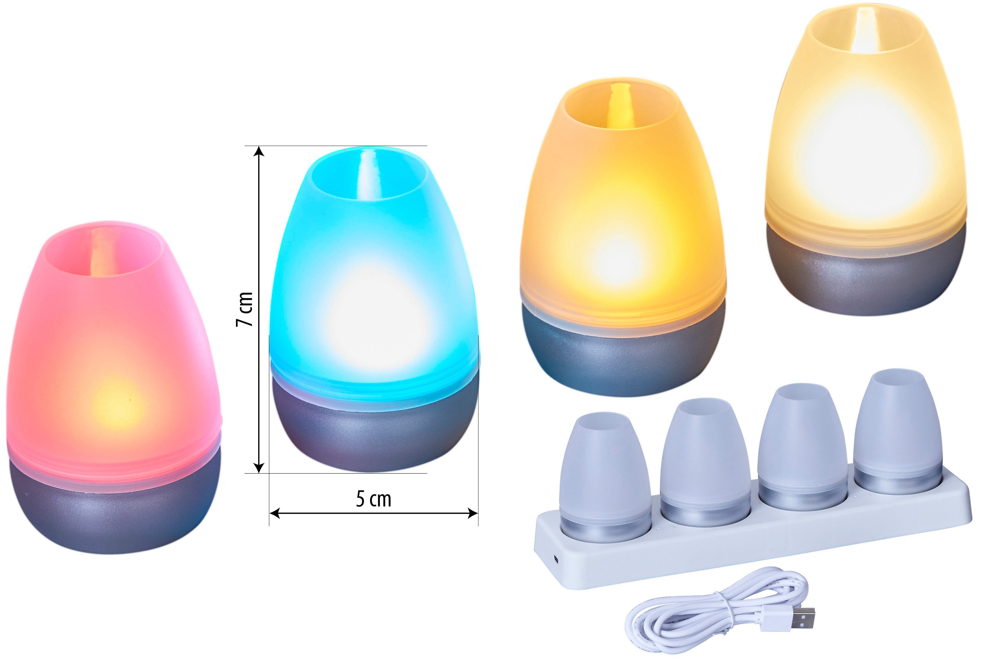 Northpoint LED Dekolicht LED Akku Lounge Lights Kabellos für Innen und Außen RGBW Flackereffekt