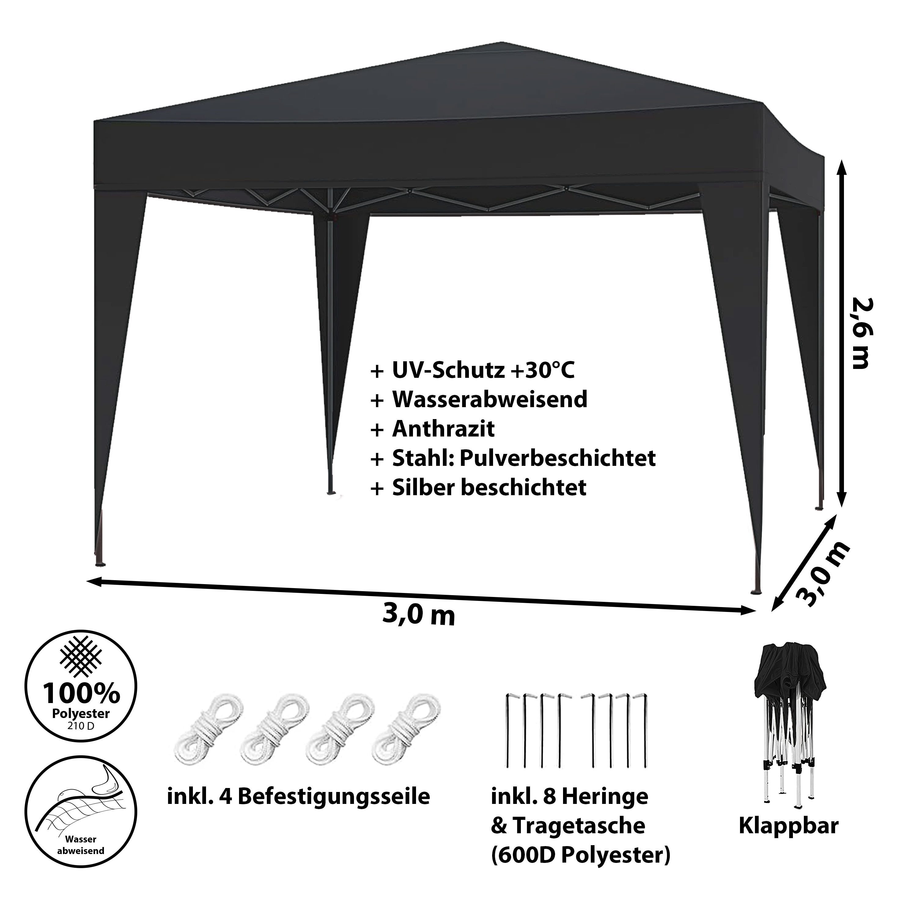 CEPEWA Partyzelt Pavillon Partyzelt 3x2,6x3m anthrazit günstig online kaufen