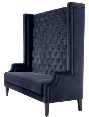 Casa Padrino Chesterfield-Sofa Luxus Hochlehnsofa Mitternachtsblau / Schwarz 160 x 68 x H. 160 cm - Luxus Chesterfield Samtsofa