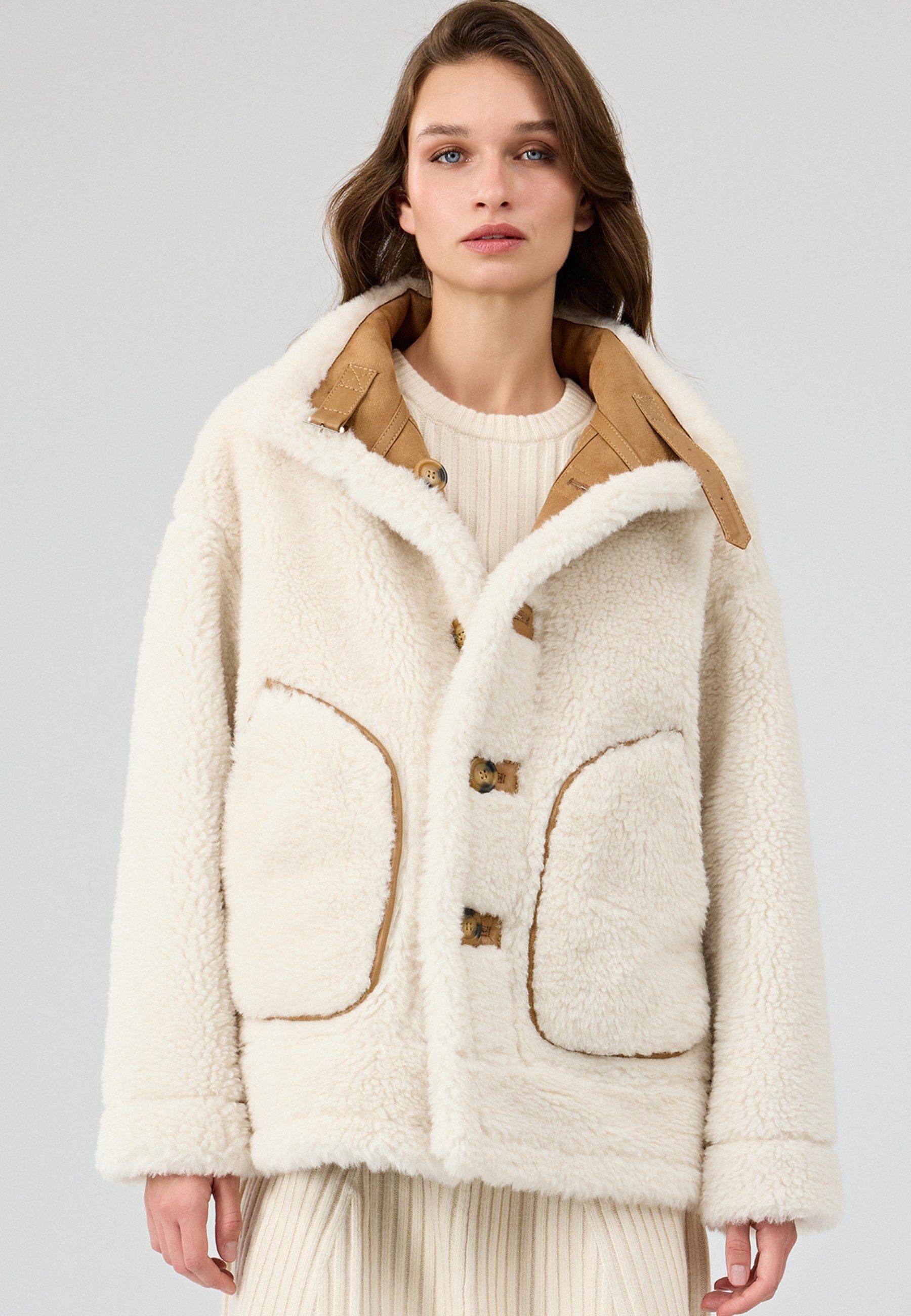 Lederjacke Oslo Wendbarer Teddy-Mantel