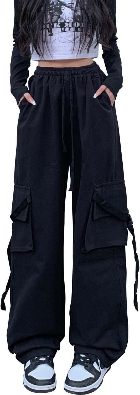 FIDDY Latzhose Cargohose Damen Pants High Waist Streetwear