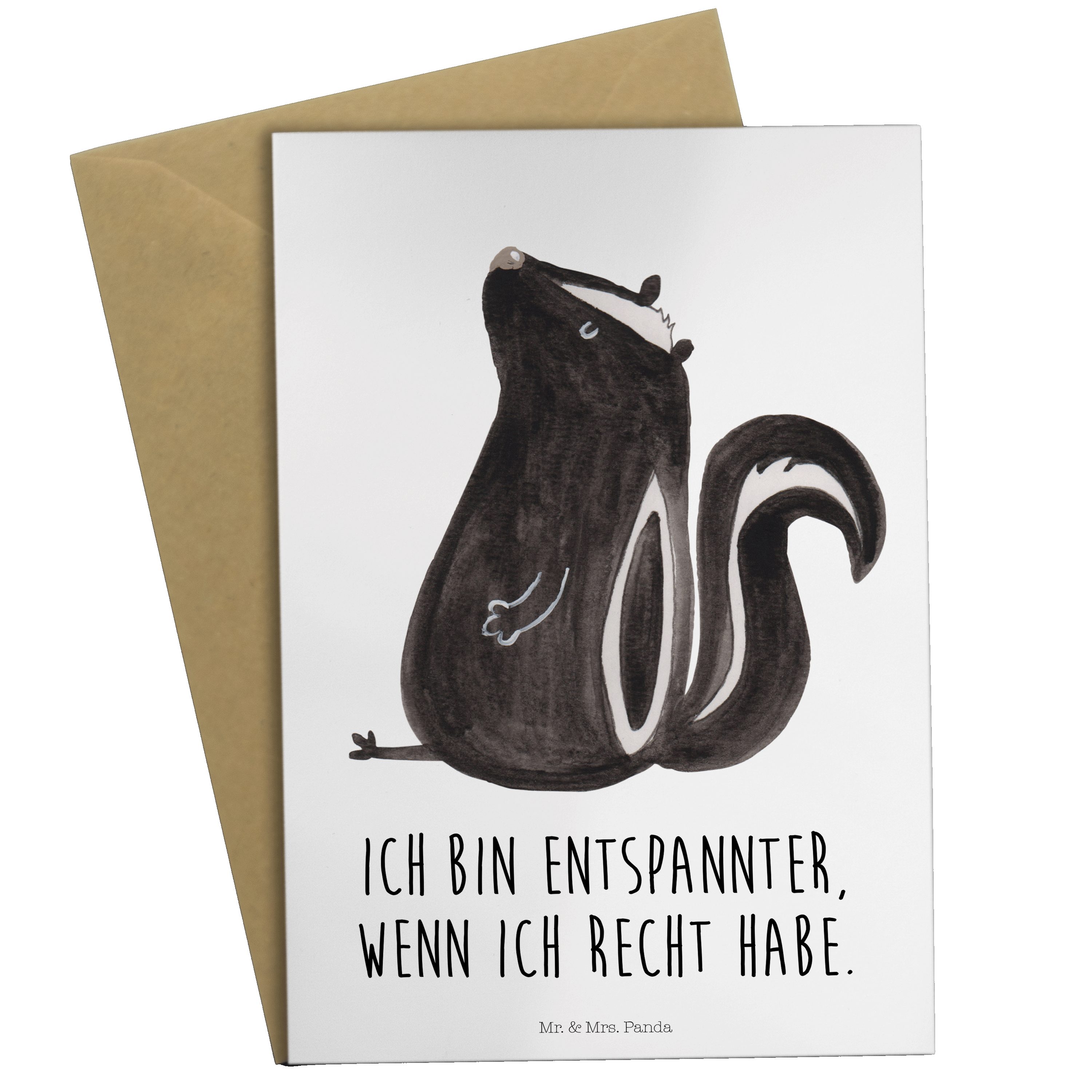 Mr. & Mrs. Panda Skunk, Grußkarte Büro, - Ein - sitzend Stinktier Hochzeitskarte, Geschenk, Weiß
