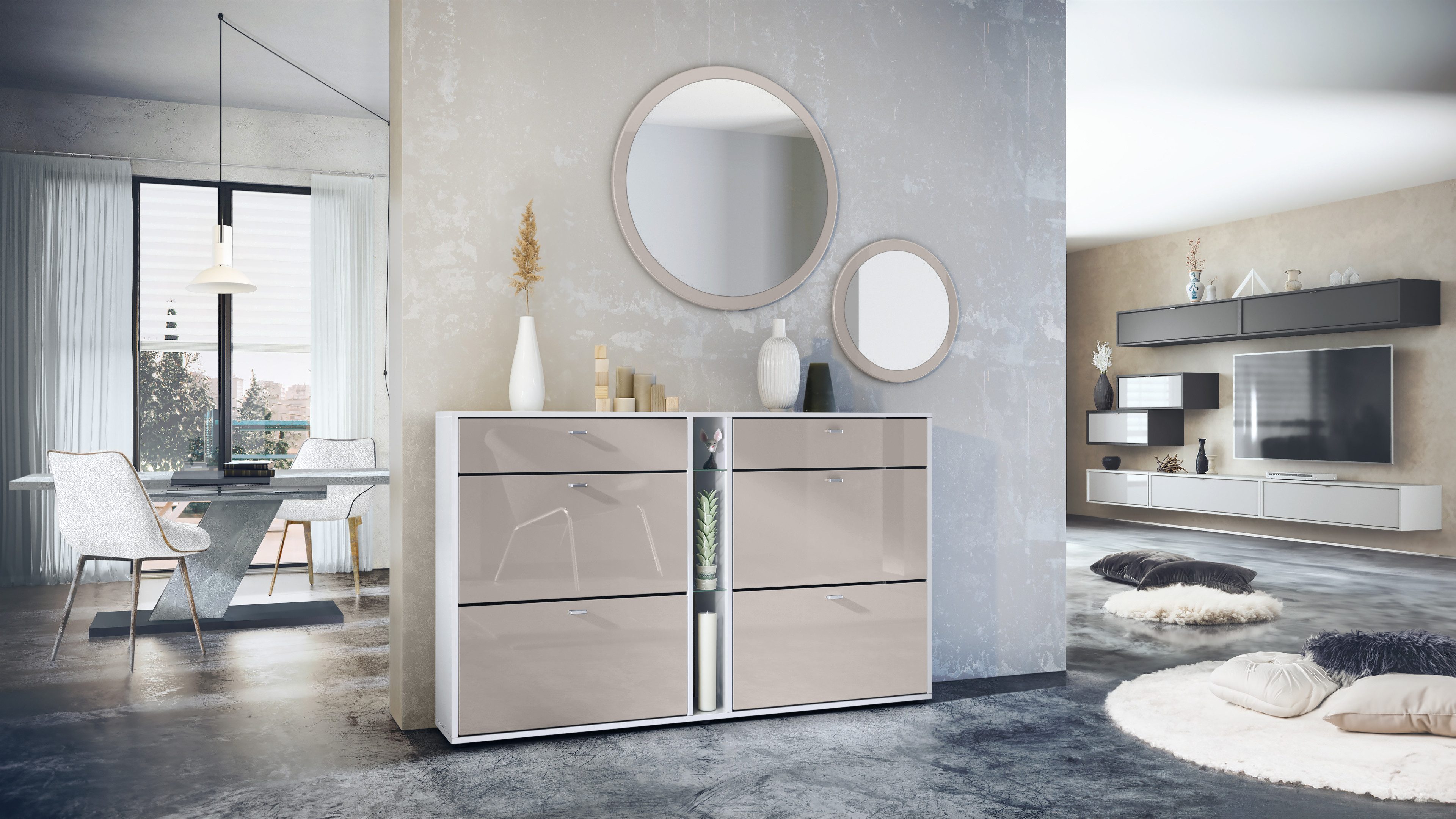 Vladon Garderoben-Set Florence, (Garderoben-Set, mit Schuhschrank und 2 Wan günstig online kaufen