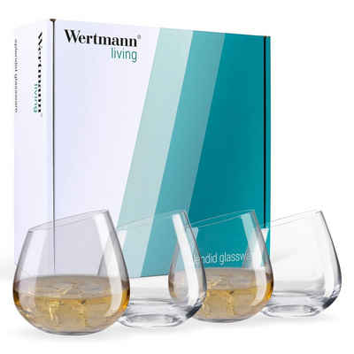 Wertmann Living Glas Wertmann-living 4er Set Gläser Whisky / Wasser - besondere Form mit schrägem Rand