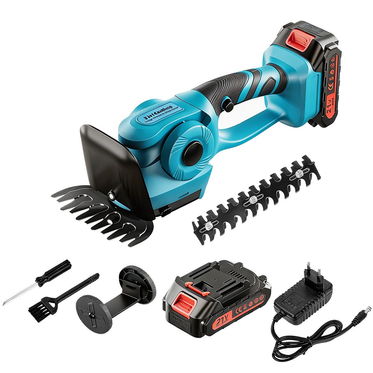 AeroAxis Akku-Heckenschere 2-in-1 Akku-Grasschere &Strauchschere mit 2000mah Batterien &Ladegerät, (Set), Gartengeräte, Astschere Grasschere für Hof, Garten und Rasen