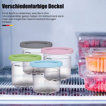 Gontence Eismaschine für Ninja XSKPLID2CD NC299AM C300s Eisbecher, 4-teiliger Pint Behälter und Deckel ideal für Kinder