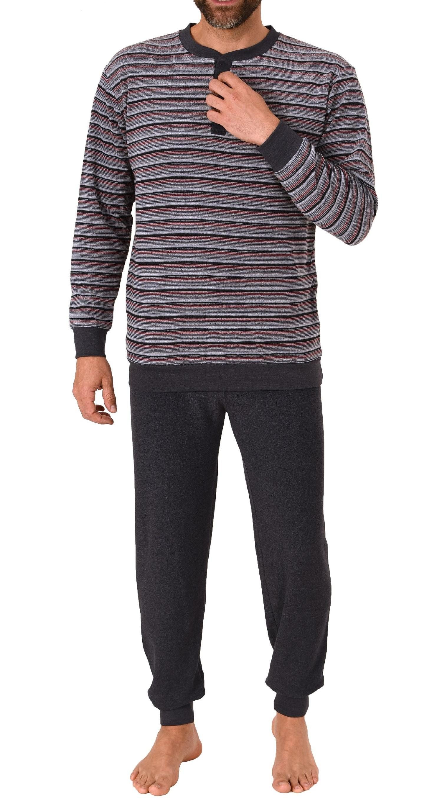 Trend by Normann Pyjama Herren Frottee Schlafanzug mit Bündchen in Streifen günstig online kaufen