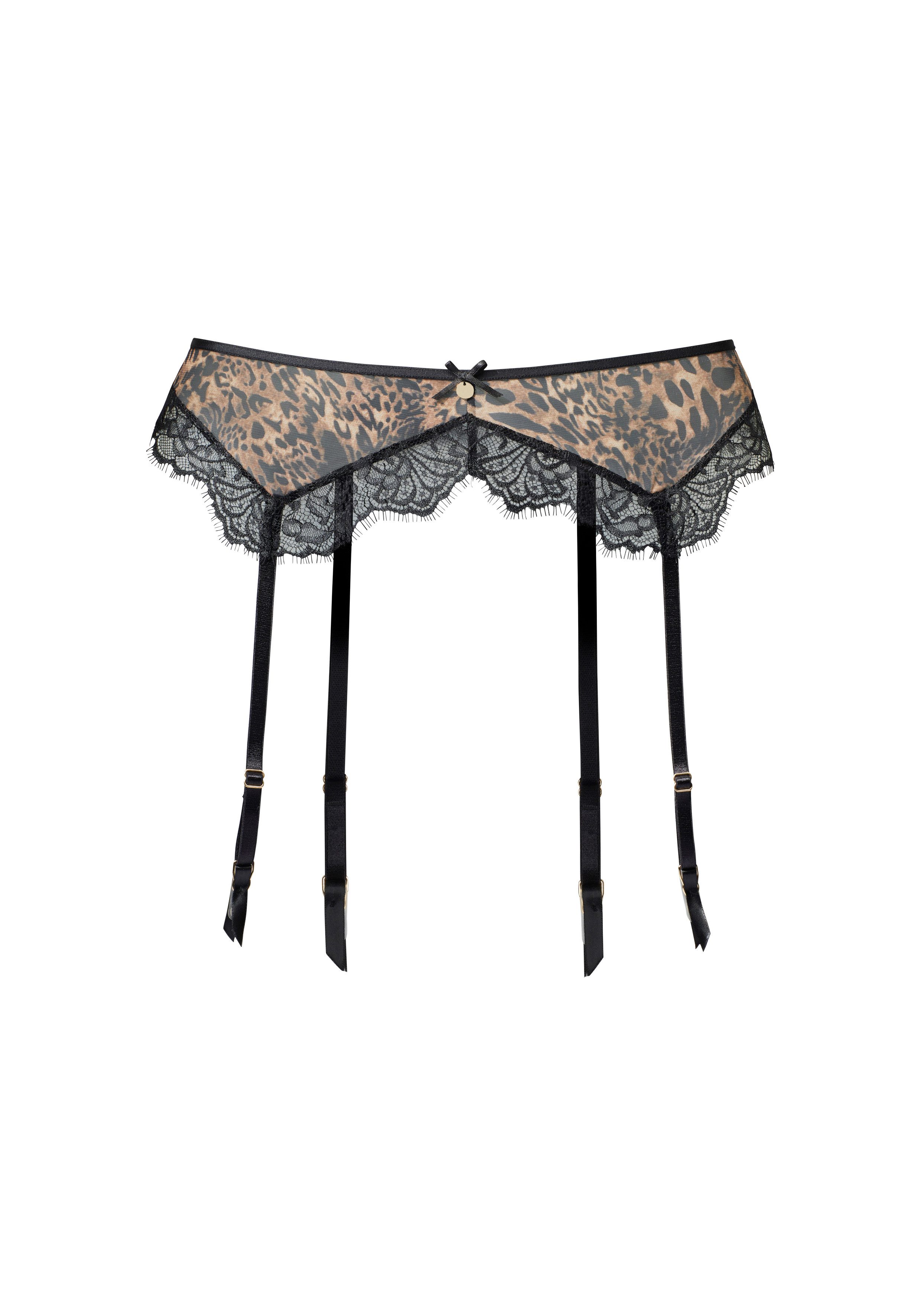 LASCANA Strapsgürtel, aus Leo-Mesh mit Eyelash-Spitze, sexy Dessous, Reizwäsche